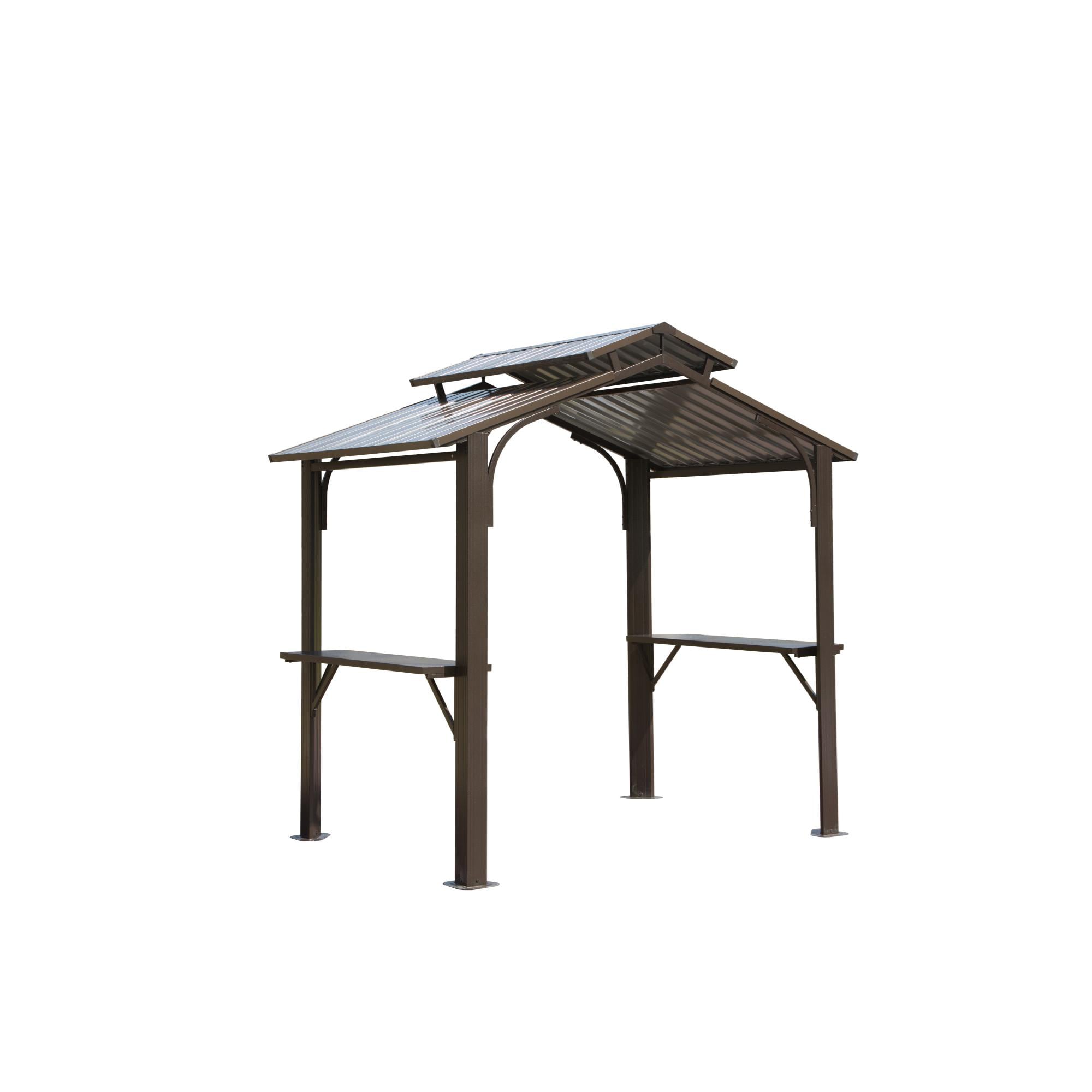 Mondawe MDP-5230 8-ft x 5-ft Brown Rectangle Grill Gazebo with Hardtop Steel Roof
