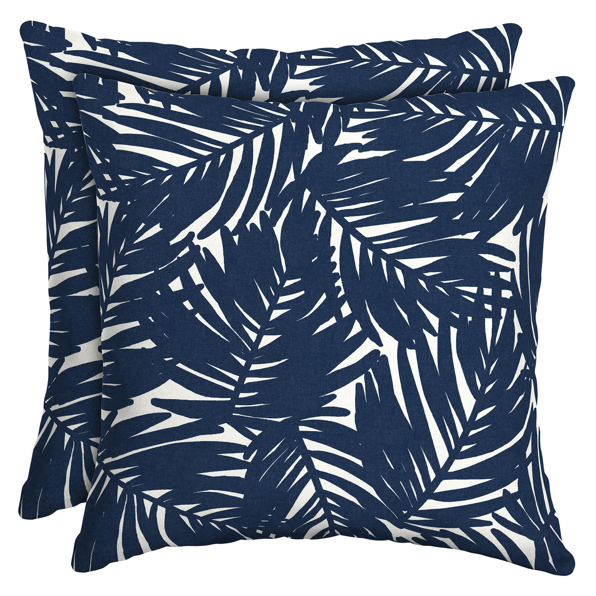 ARDEN  earthFIBER Outdoor Toss Pillow 2-Pack 16 x 16 - Rain-Proof - Fade Resistant (Navy Blue King Palm)