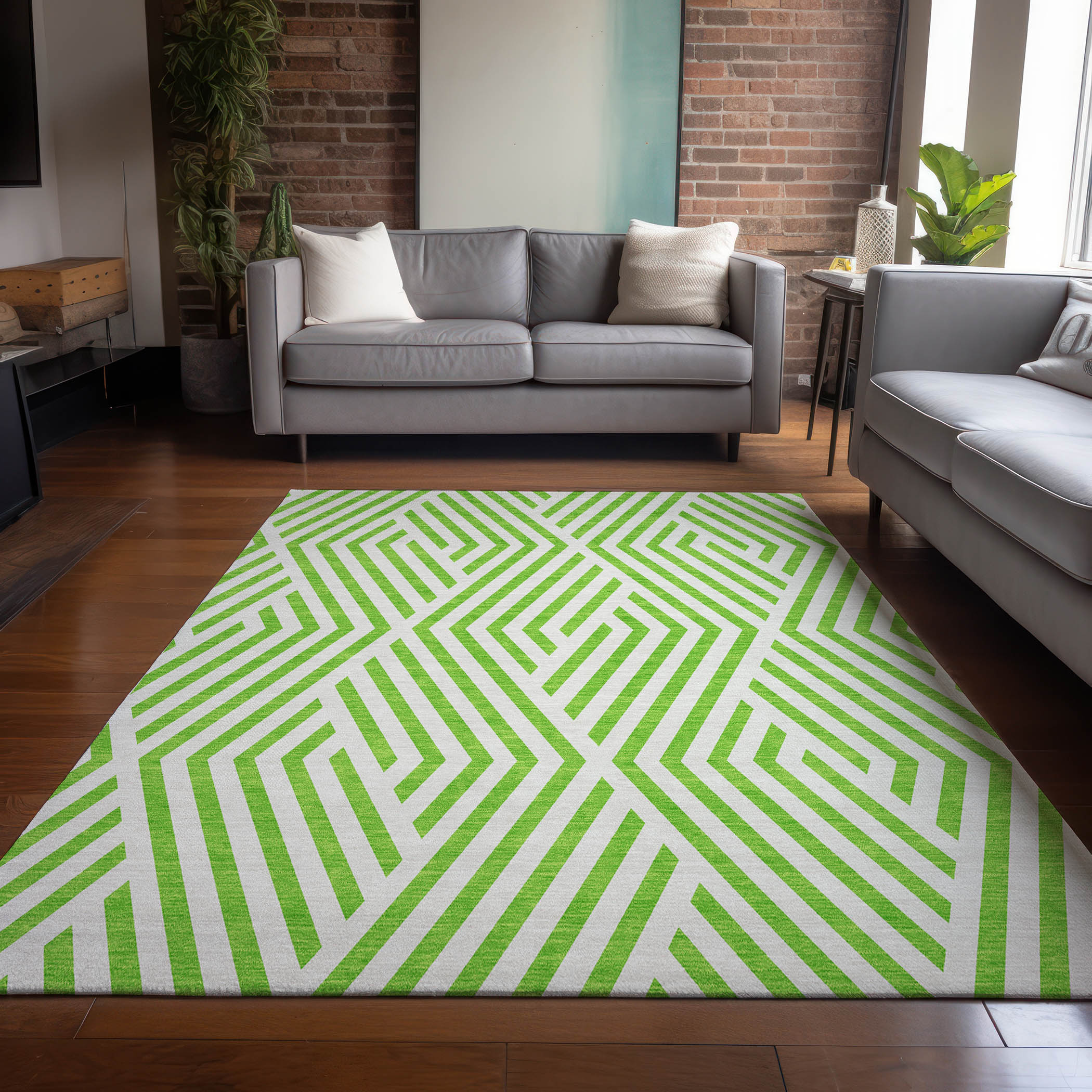 Addison Rugs ACN550LM10X14 Chantille ACN550LM 10 x 14 (ft) Polyester Lime Rectangular Indoor/Outdoor Floral/Botanical Mid-Century Modern Machine washable Area rug