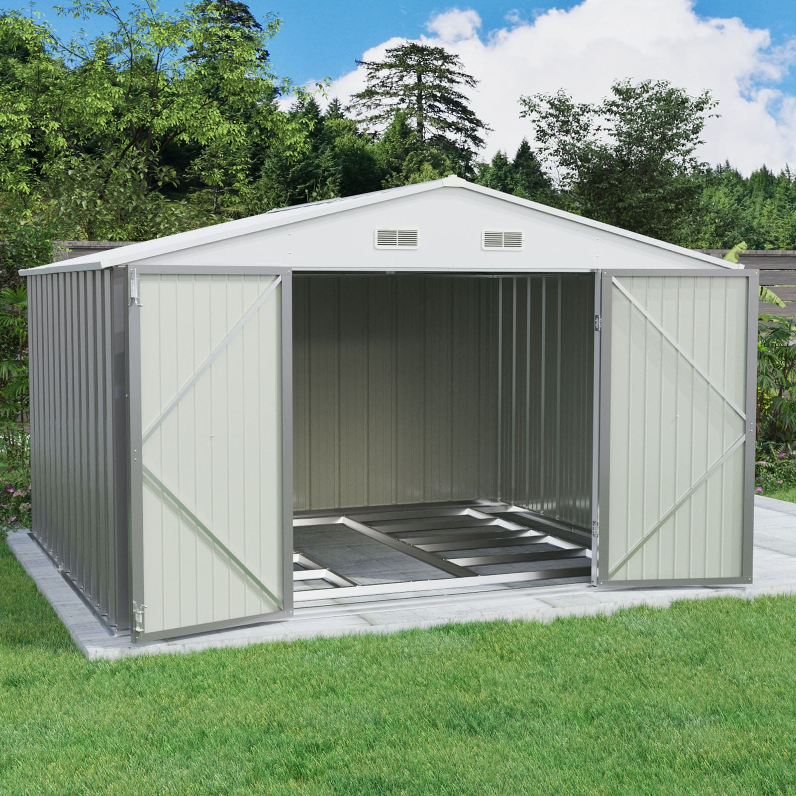 Patiowell WES-PS22-108GYF 10-Feet x 8-Feet Galvanized steel Storage Shed