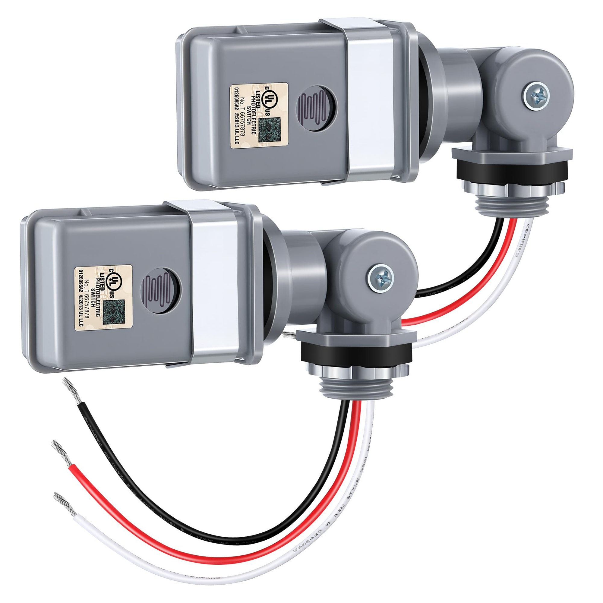 Etokfoks  1800 Watt Photocell Sensor Hardwired Swivel Mount Dusk to Dawn Light Control for Outdoor Lighting IP54 2 Pack