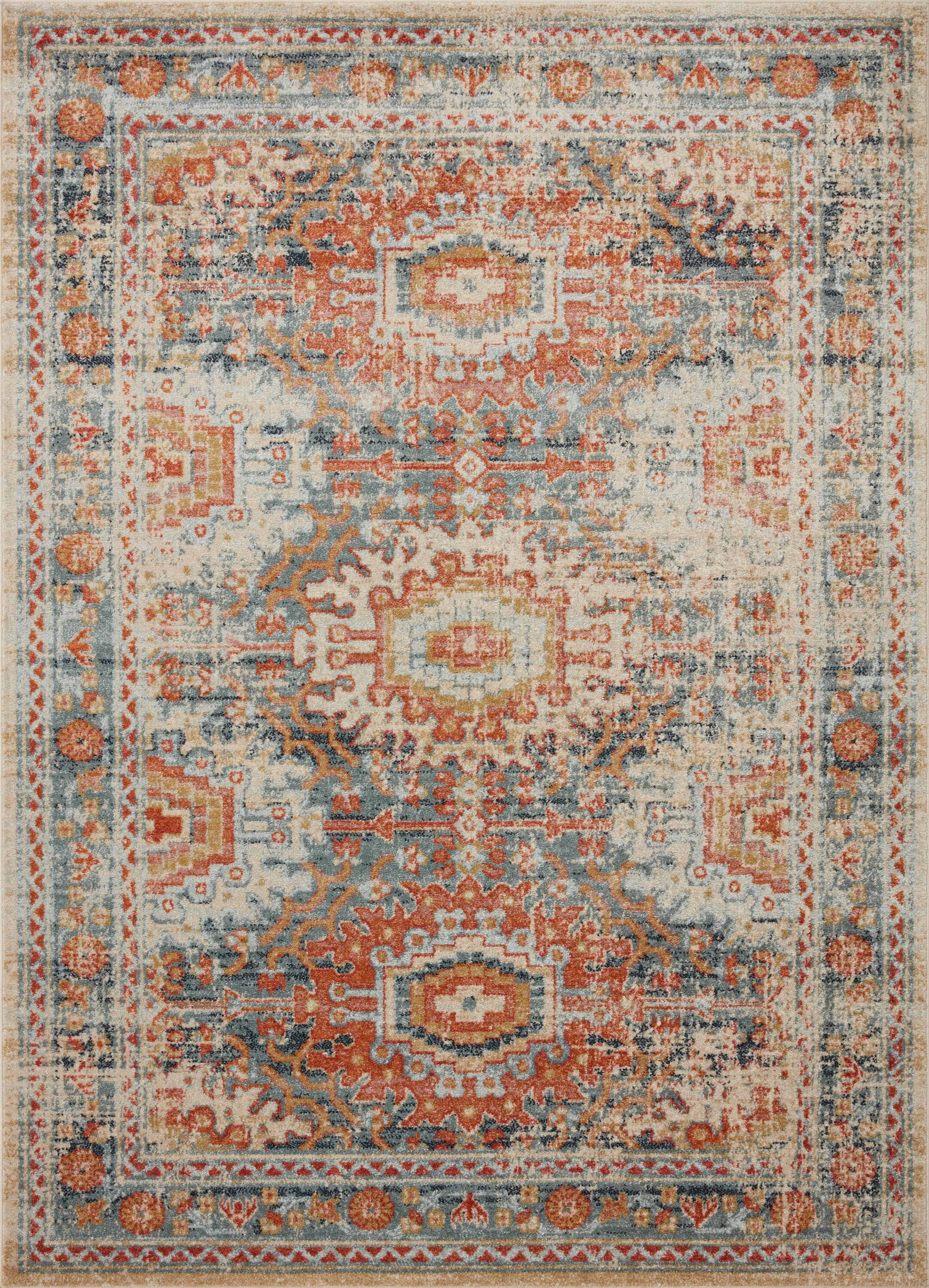 4' x 6' Blue Reversible Stain-Resistant Synthetic Oriental Rug