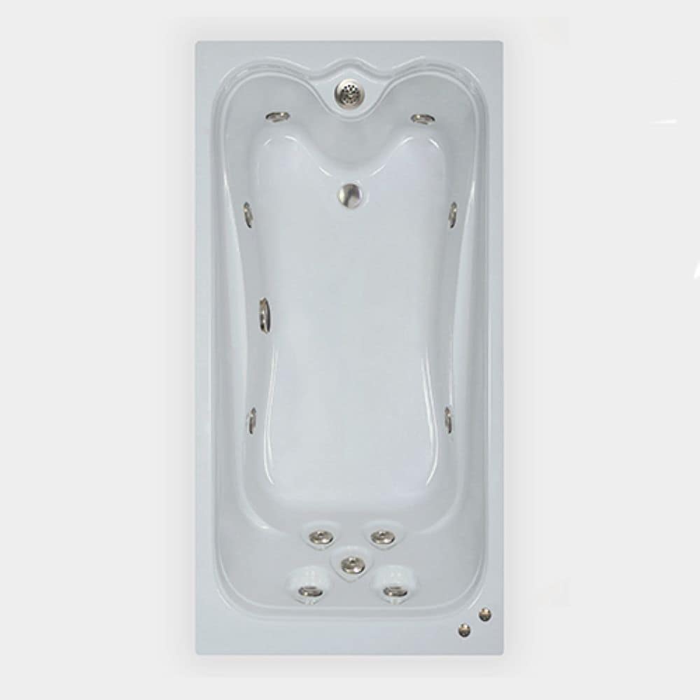 Elite 31.75-in x 59.75-in Biscuit Acrylic Drop-In Whirlpool Tub Drain (Reversible Drain) Rubber in White | - WaterTECH 6032 ELITE BISCUIT