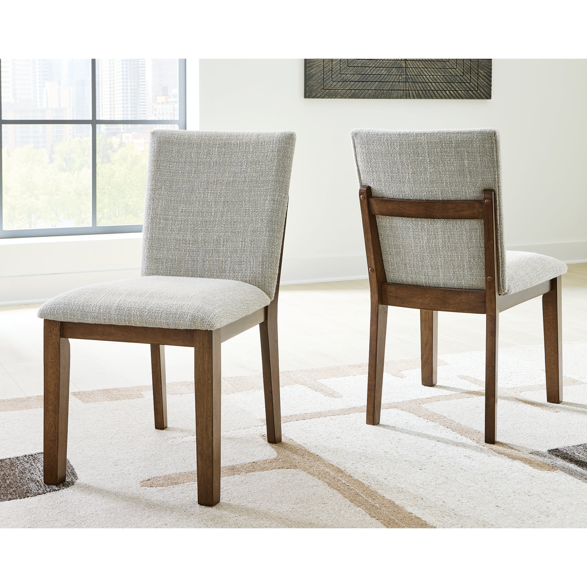 Signature Design by Ashley D496-01 Kraeburn Light Beige Upholstered Dining Chair with Brown Wood Frame and Next Gen Nuvella Fabric