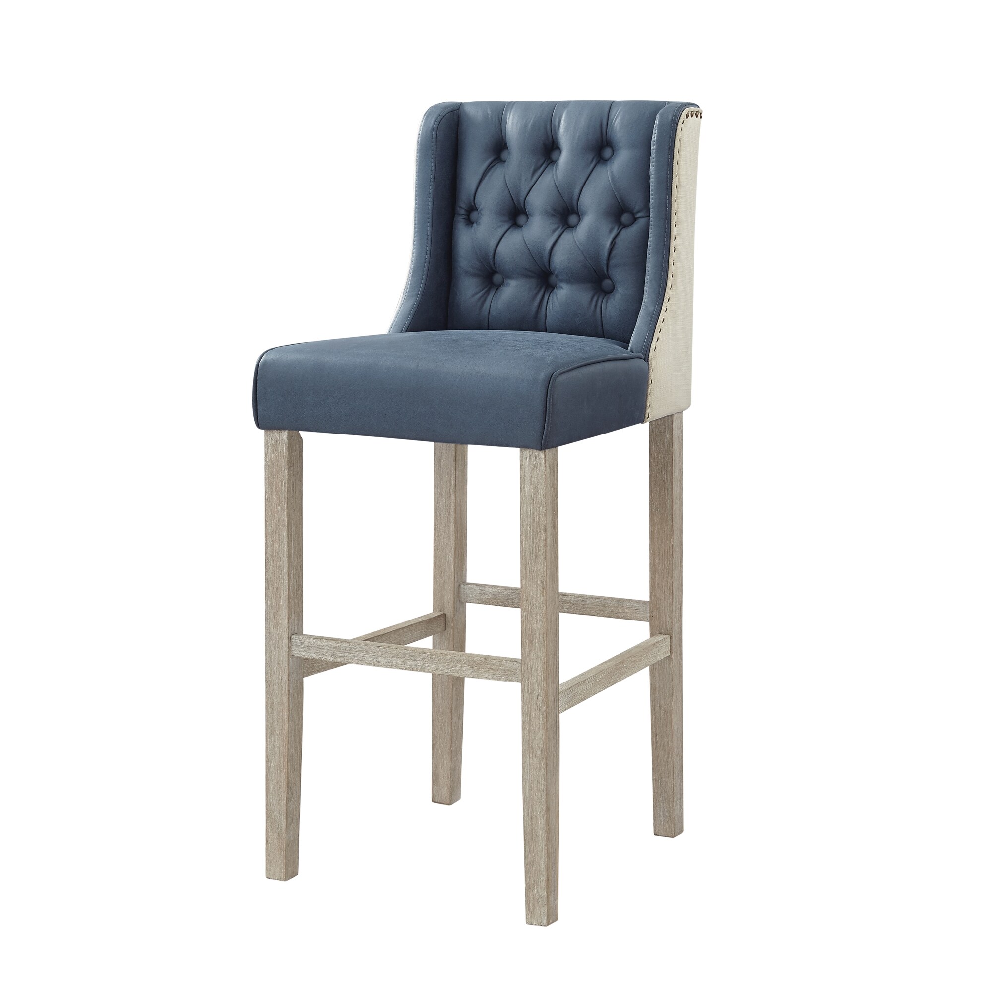 Rustic Manor RBL263-19NY2-LS Norma Set of 2 Navy 30.7-in H Bar height (28-in to 33-in) Square Seat Upholstered Metal Back Bar Stool Back