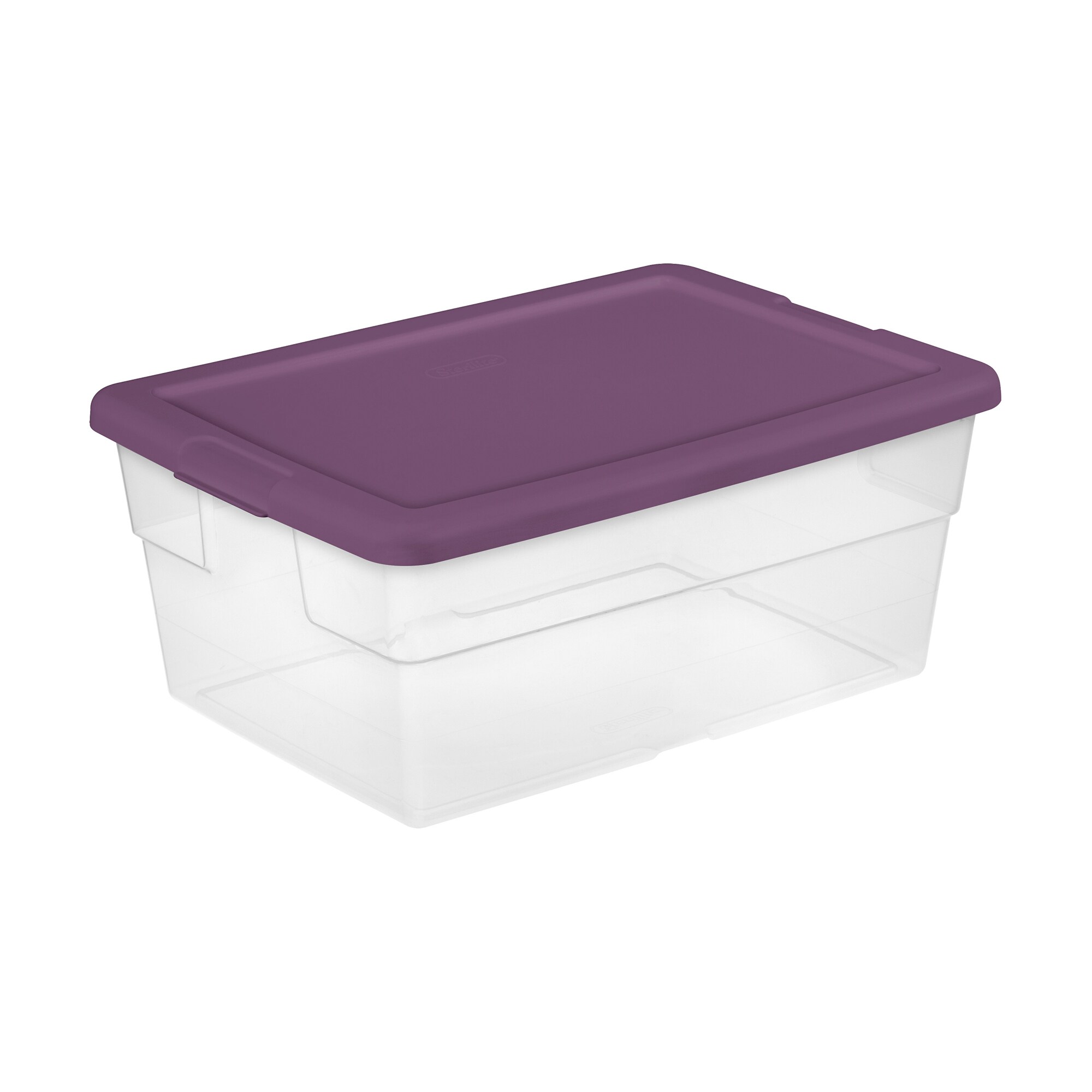 Sterilite Stackable 6 Qt Storage Box Container, Clear, Moda Purple