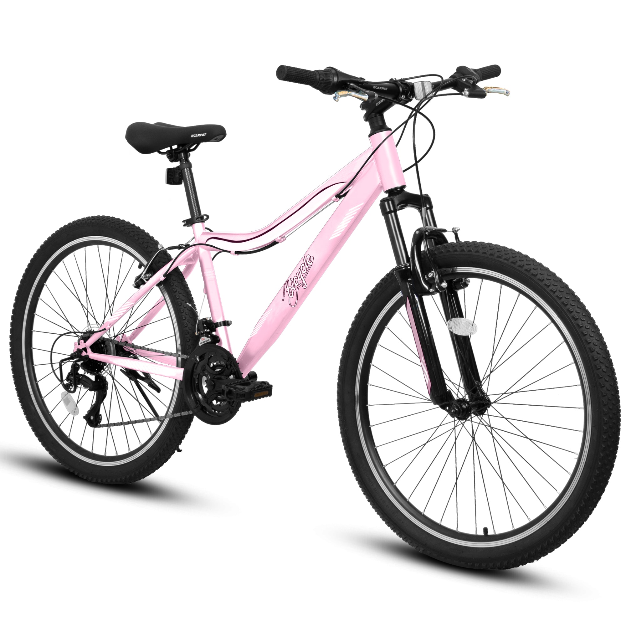 JUSHUA 24/26inch Mountain Bike High Density Carbon Steel Frame 21 Speed Front Suspension Dual V Brakes 80 percent Pre Assembled for Men Women Teens