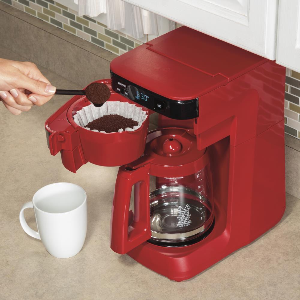 HLN,Drip Coffee Maker Red 12 Cup Automatic Freshness For a Modern  Kitchen,10.80 x 9.25 x 14.60 Inches,46346