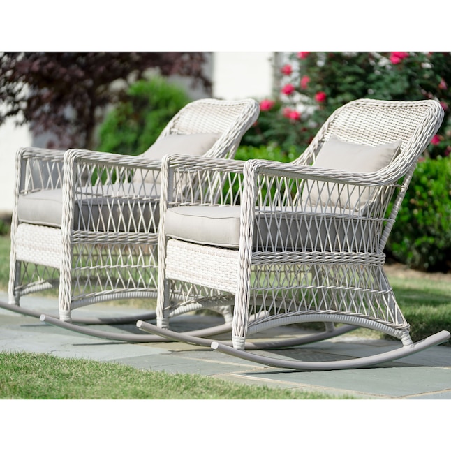 Cushioned Seat In The Patio Chairs, Wicker Rocking Chair Outdoor Armchair