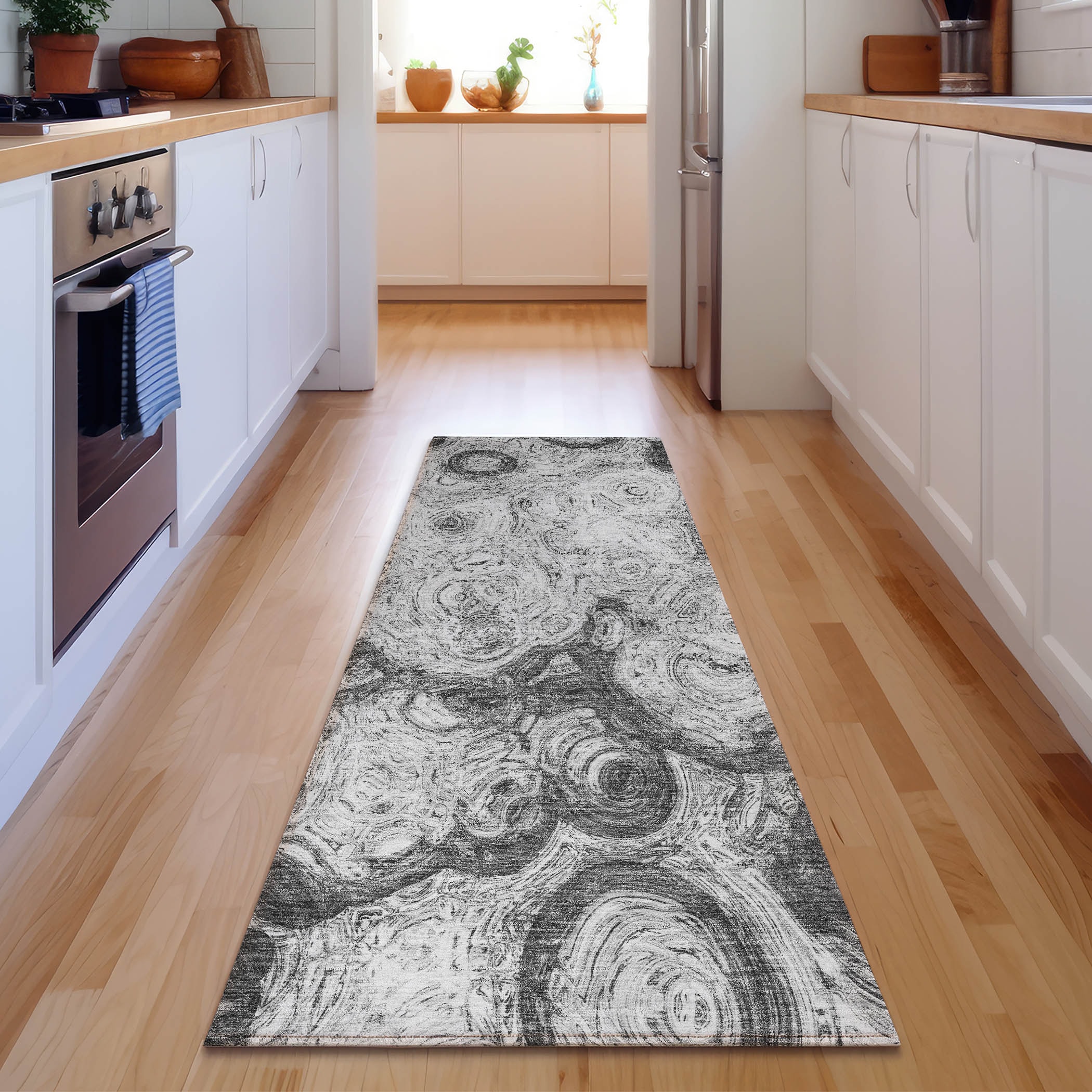 Addison Rugs AMF579GY2X8 Mayfield AMF579GY 2 x 7 (ft) Loomed Polyester Gray Rectangular Indoor Geometric Machine washable Area rug