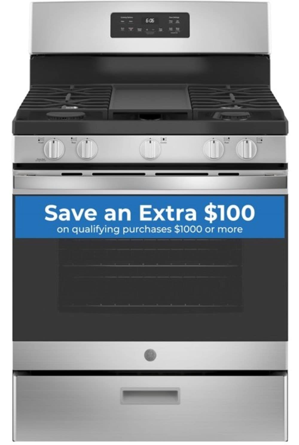 GE 30-in 5 Burners 5-cu ft Freestanding Natural Gas Range (Stainless Steel)  in the Single Oven Gas Ranges department at