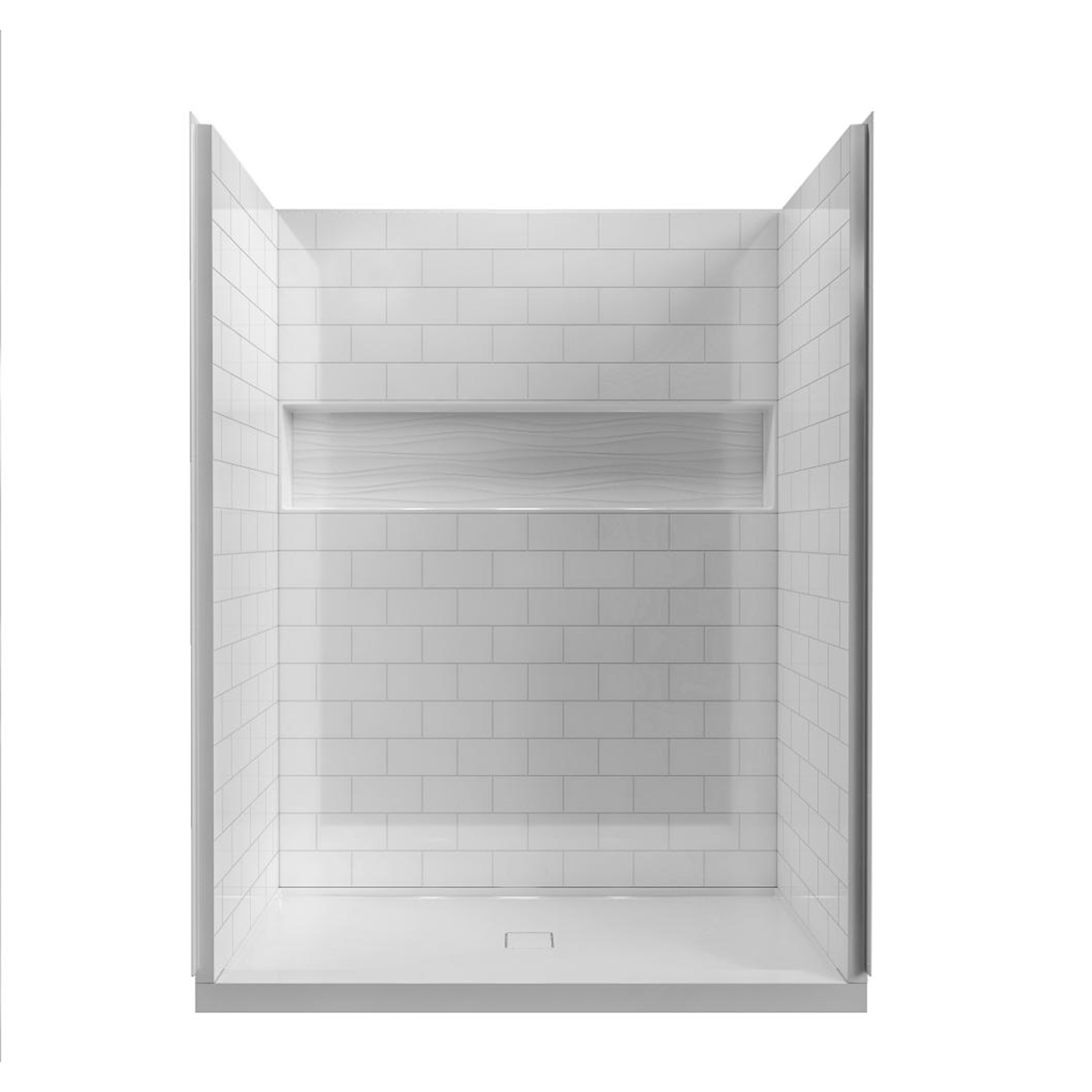 Vanity Art 60-in W x 35-in D x 76-in H White 3 -Piece Direct to Stud Alcove Shower wall surround