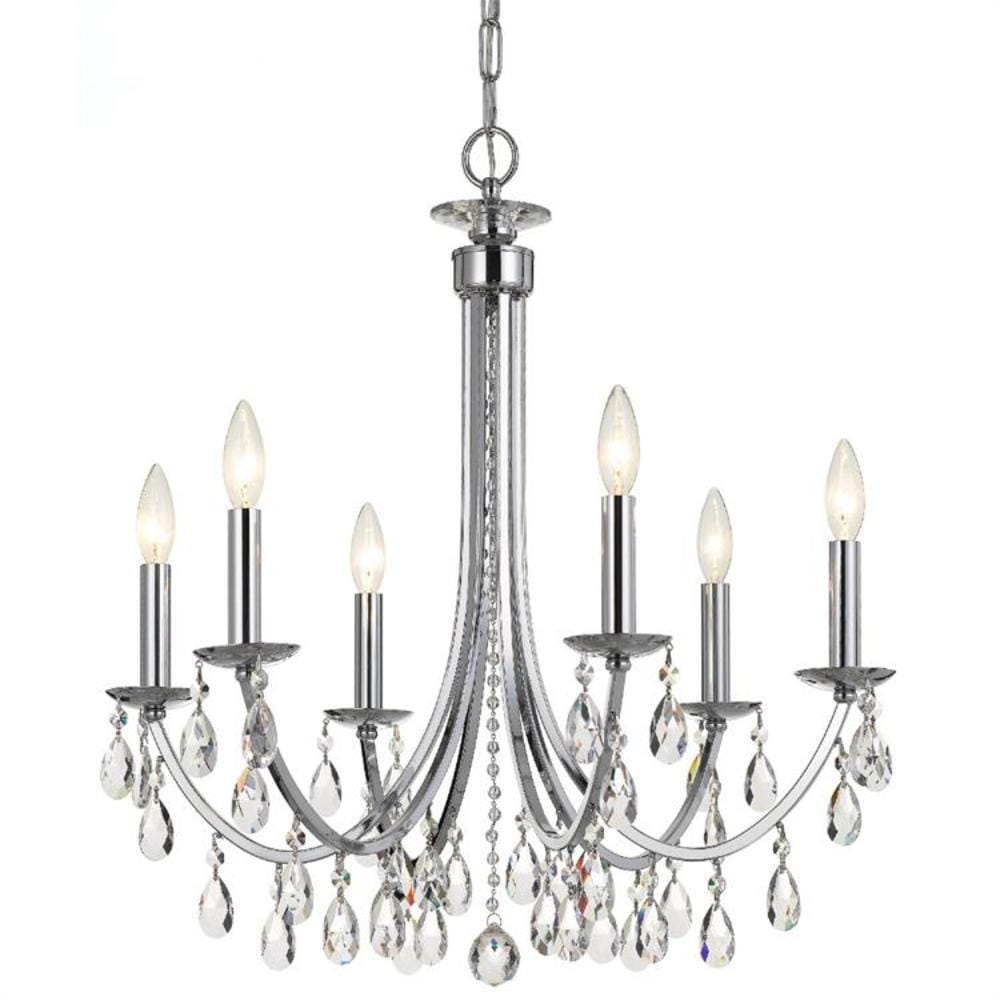 Crystorama 8826-CH-CL-SAQ Bridgehampton 6-Light Polished Chrome Transitional Dry rated Chandelier
