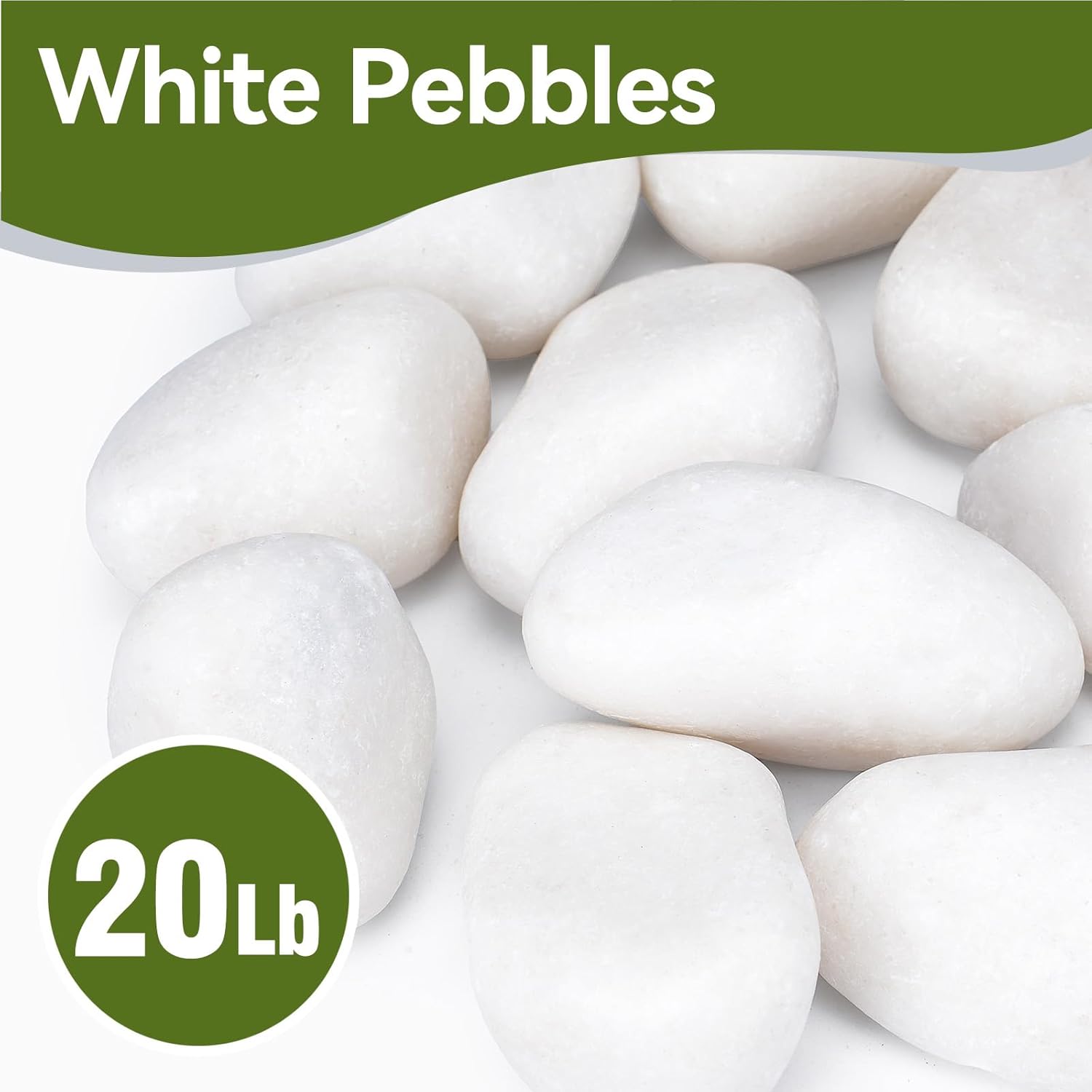 FANTIAN 20 lb Bag Large White Polished River Rocks 2 to 3 Inch Natural ...