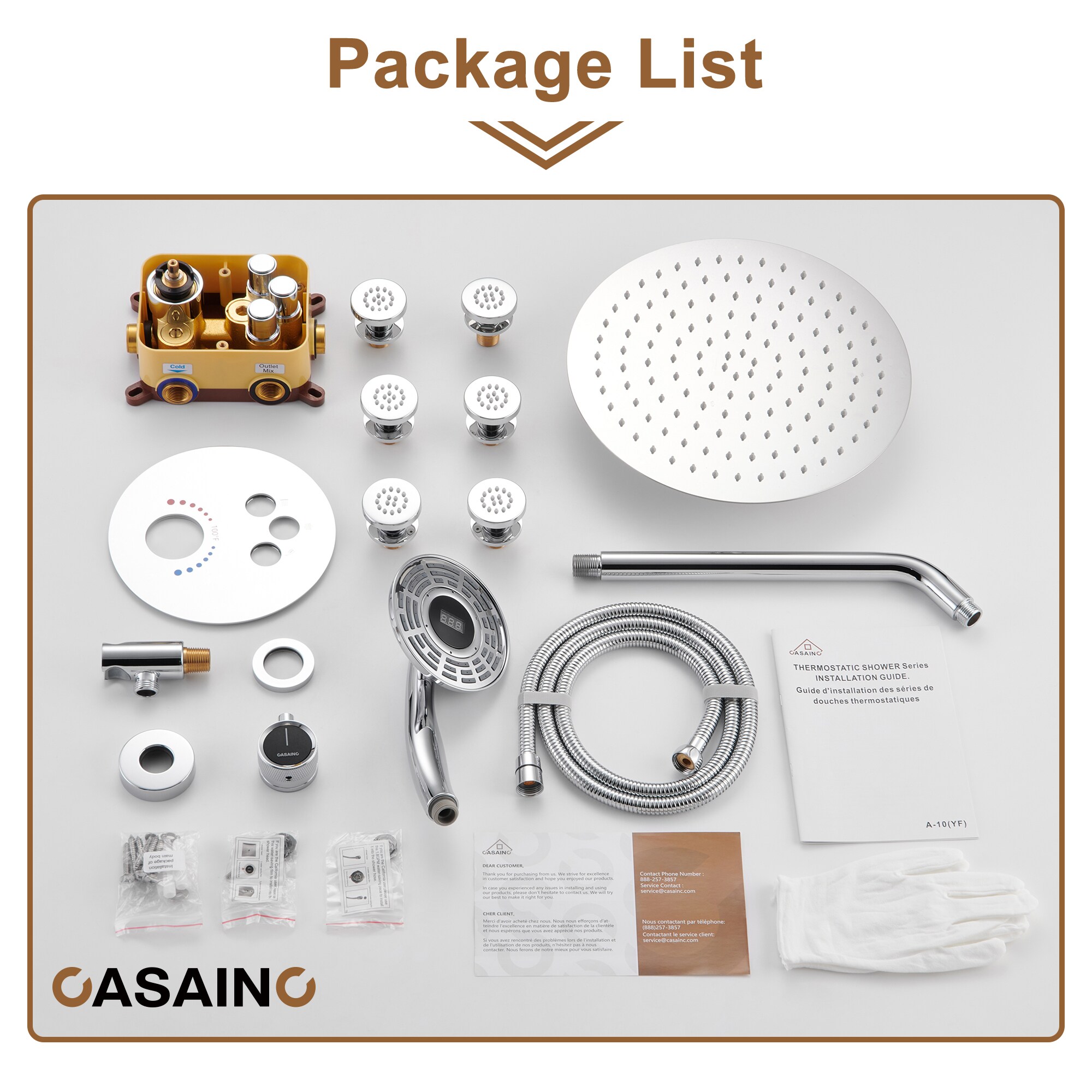 CASAINC CS6216-12CH Showerhead-Bar-Panels - View #12