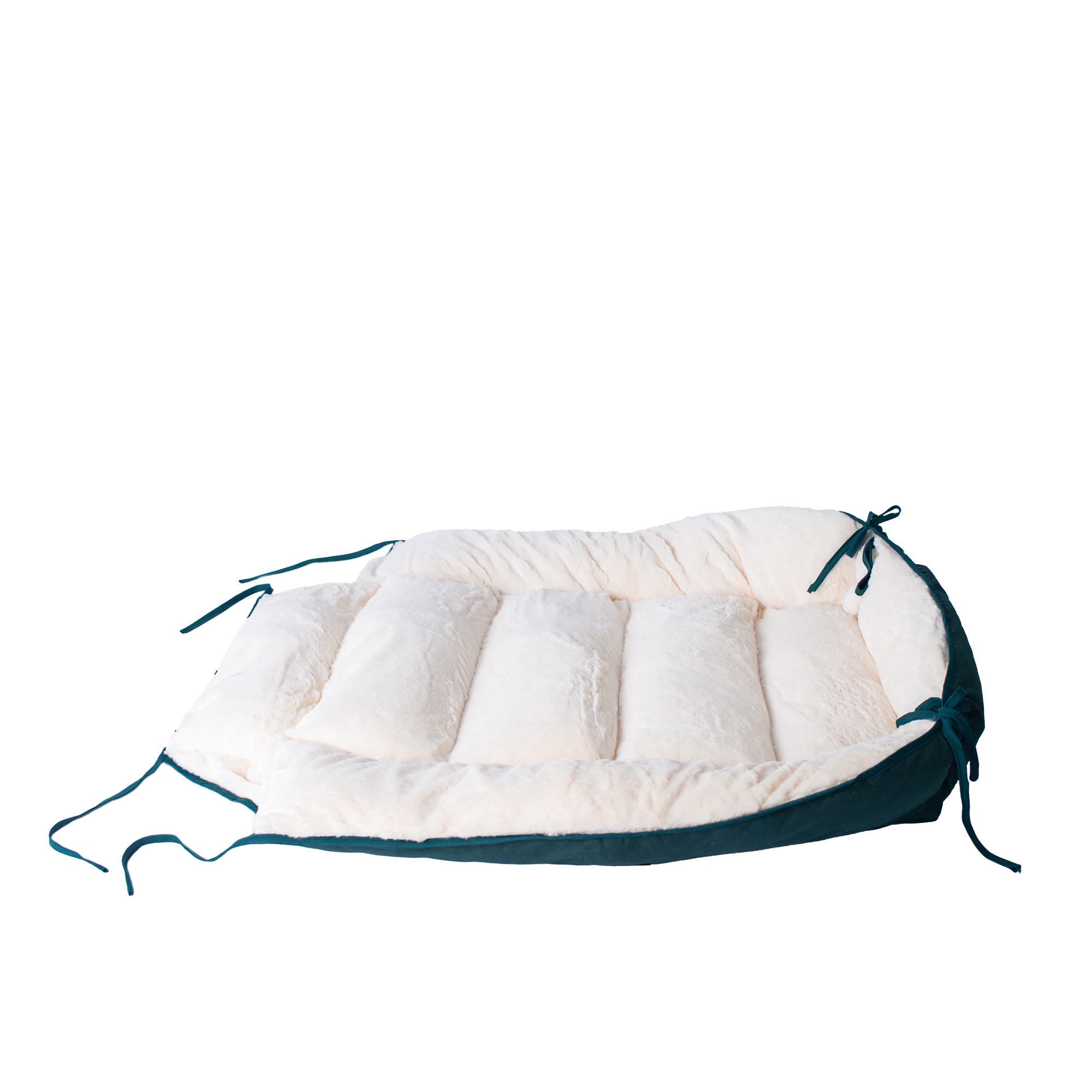 Large Green and Ivory Waterproof Elevated Pet Bed