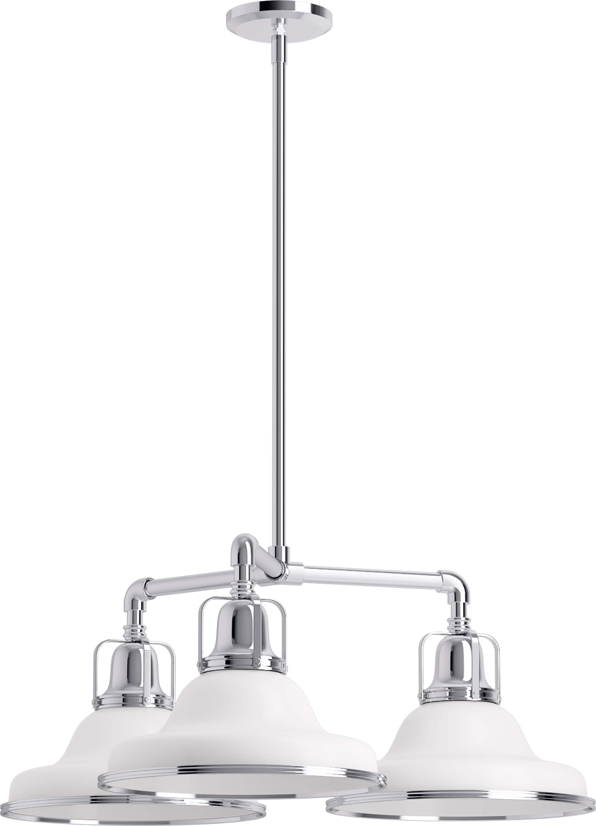 KOHLER 32293-CH03-WCL Hauksbee 3 -Light White Transitional For Use in Dining Rooms, Kitchens, Chandelier