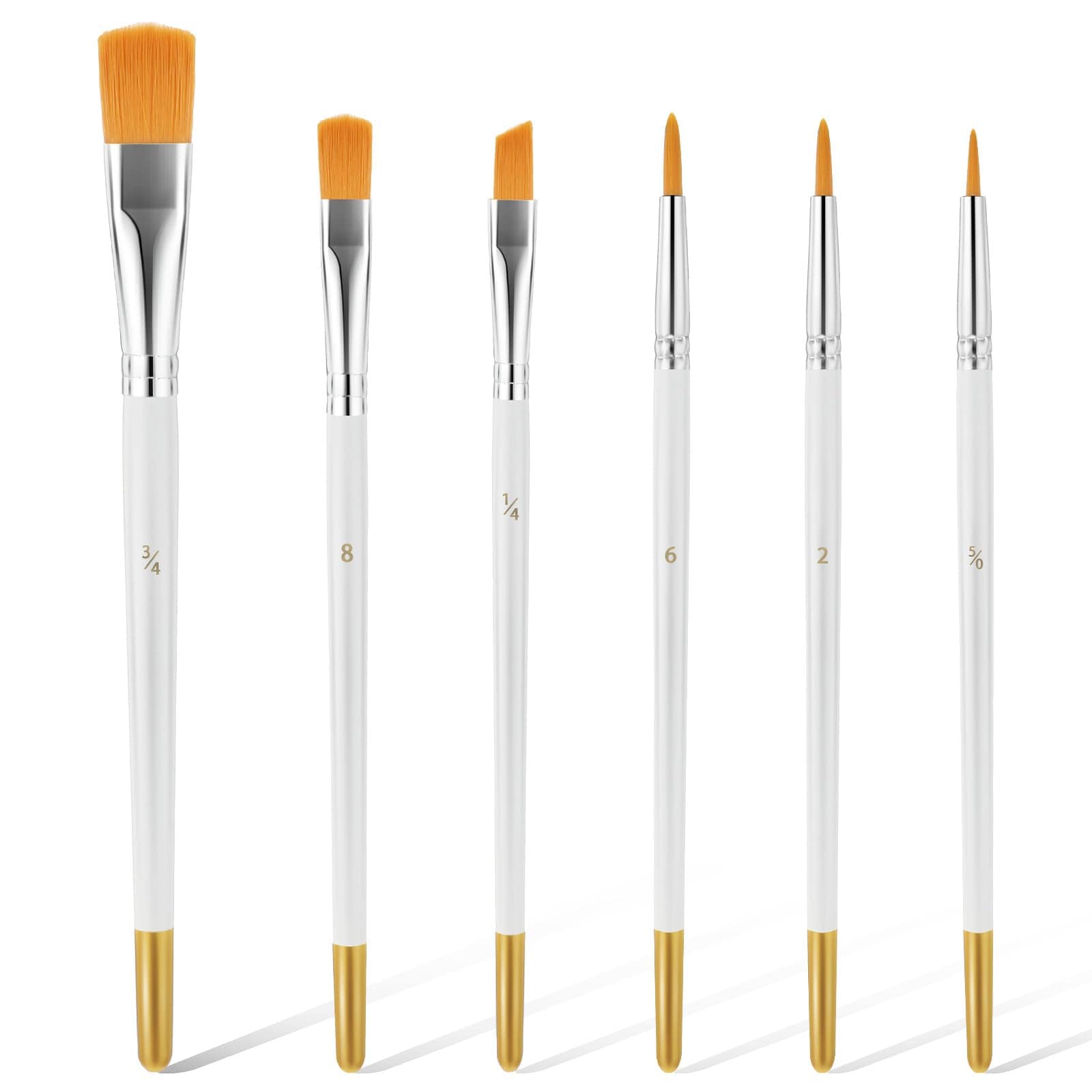 Aoibox  6 Piece White Cake Decorating Brush Set Soft Food Safe Nylon Brushes for Fondant Sugar Cookie Pastry Decoration
