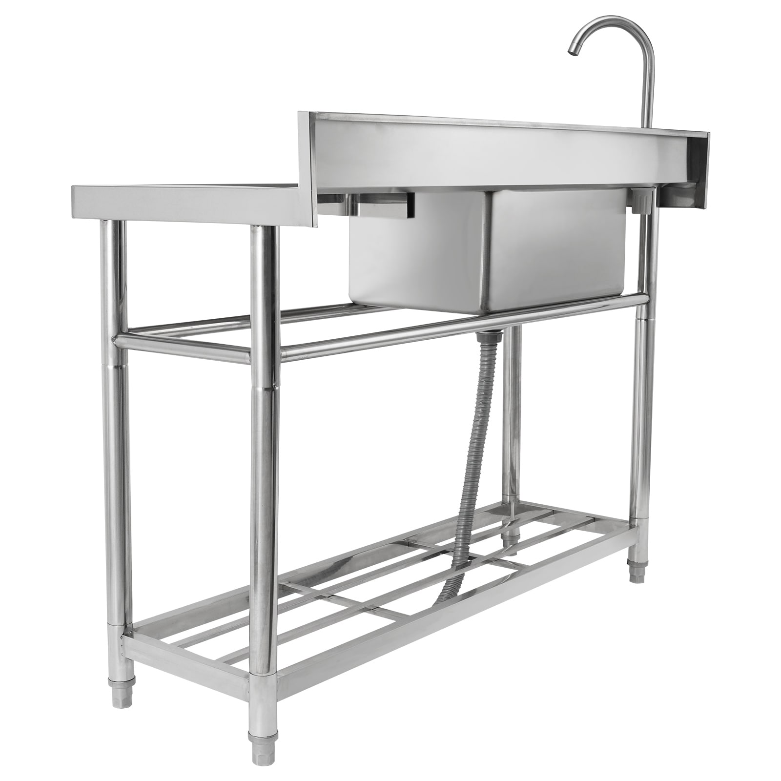 GIVIMO Stainless Steel Utility Sink 1 Compartment Free Standing 39.4 x 19.1 x 37.4-in with Faucet and Workbench