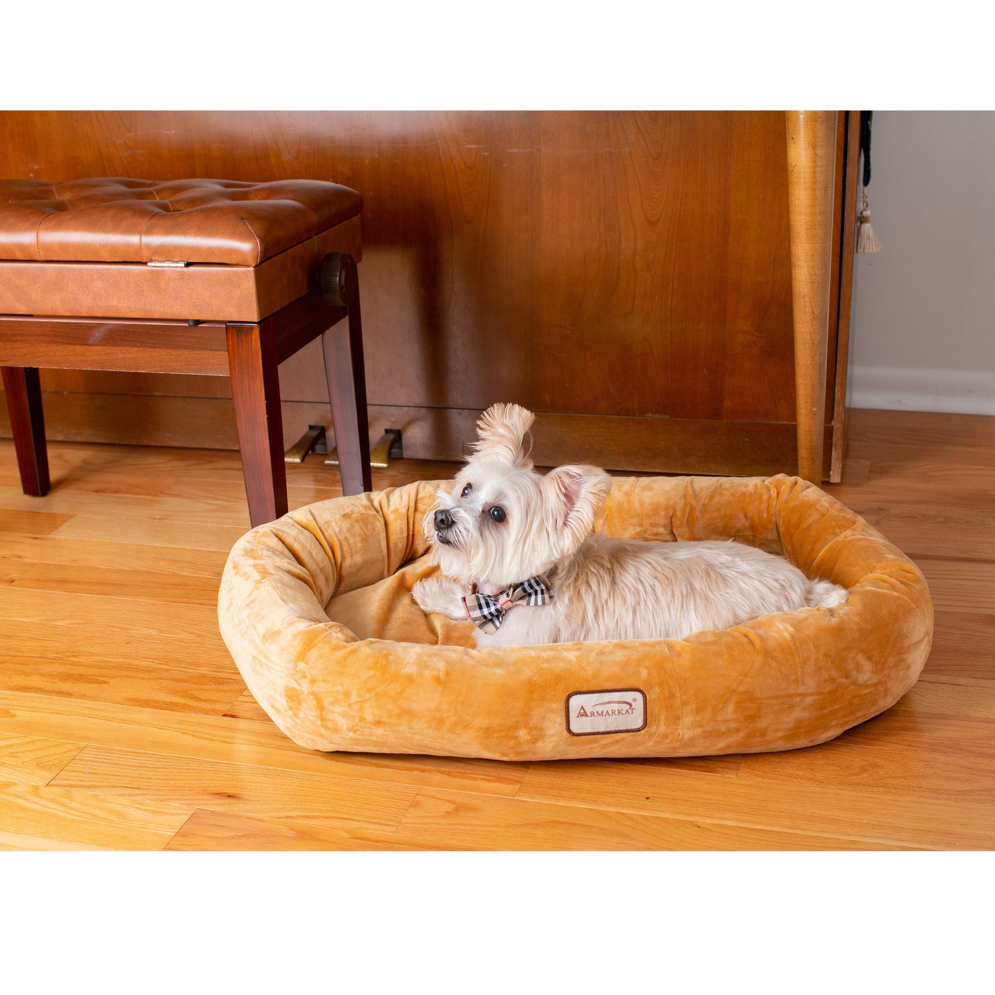 Armarkat Ultra-Soft Brown Velvet Round Dog Bed