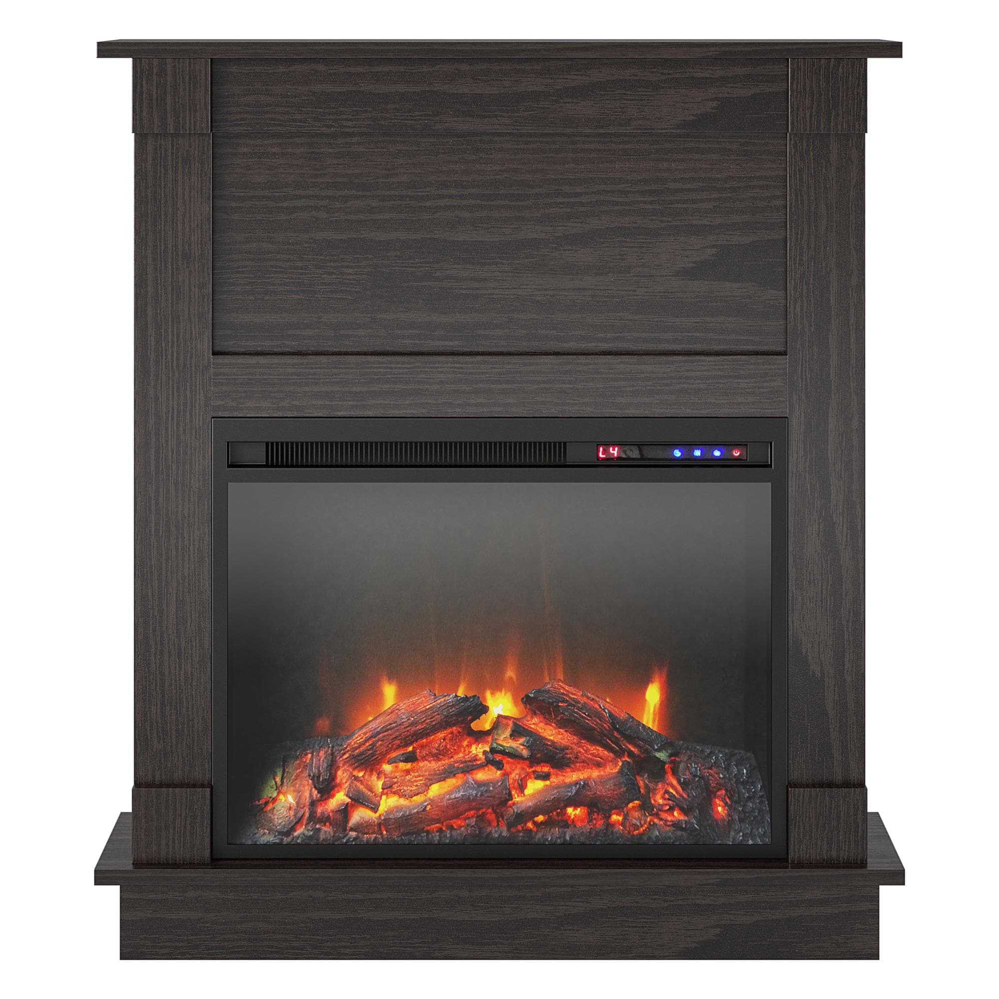 Ameriwood Home 4216340COM 31.65-Inches W Espresso Free standing Fan-forced Flat wall Electric Fireplace with Remote Control Included