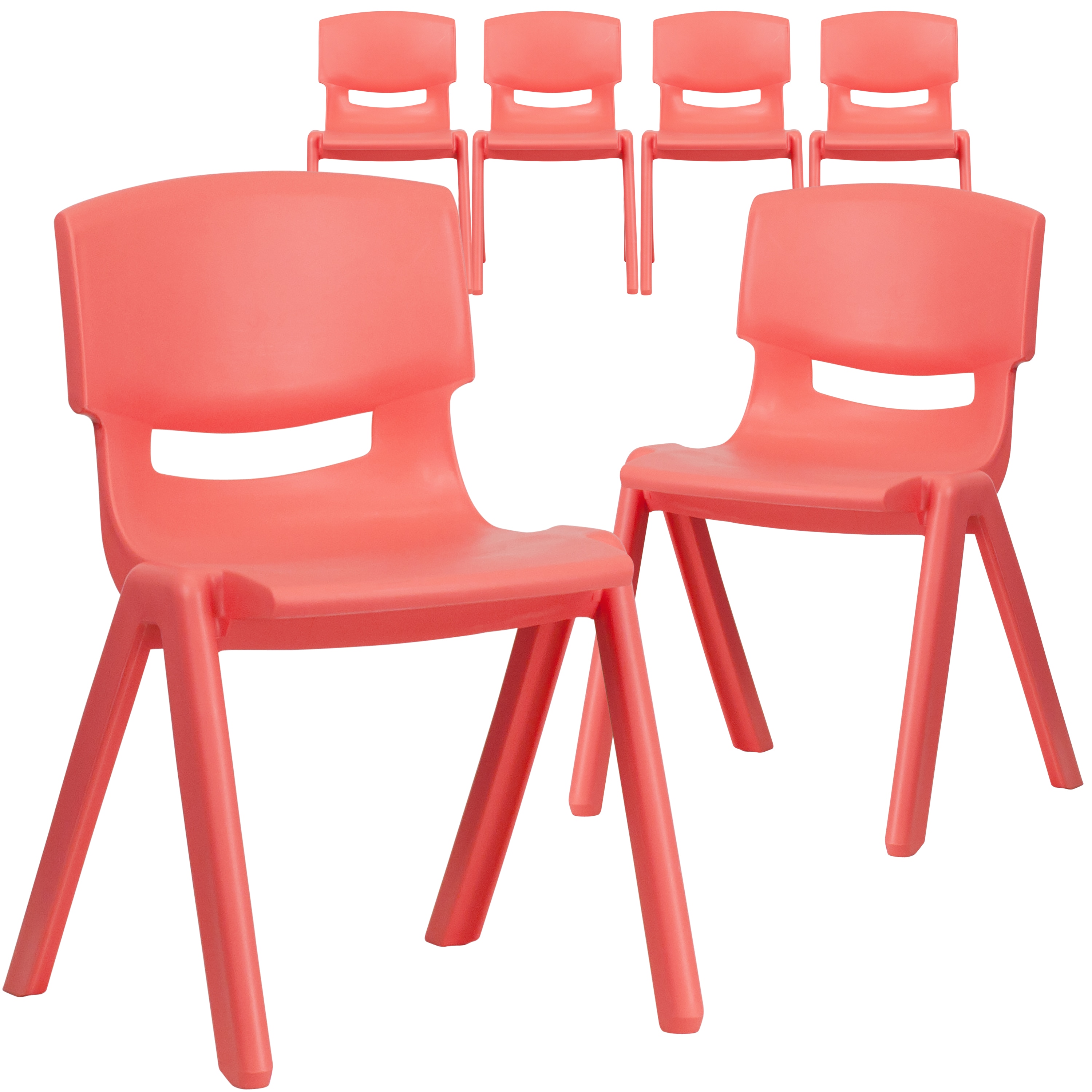 Flash Furniture 889142020929 Whitney 6 Pack Red Plastic Stackable School Chair with 13.25-in Seat Height