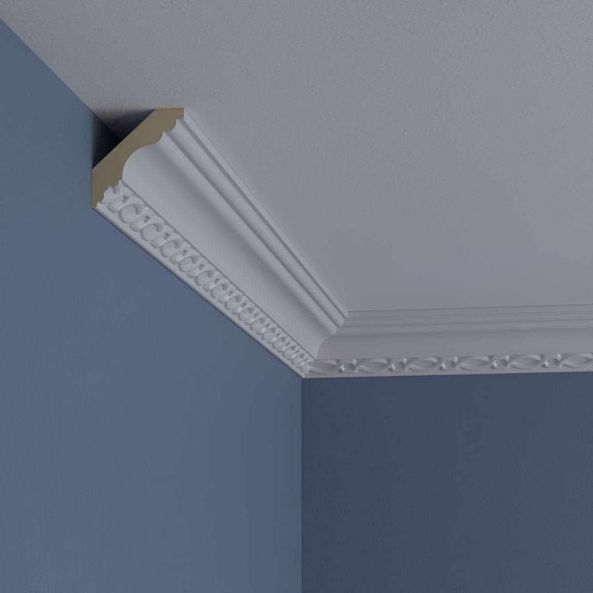 Primed White Polyurethane Crown Moulding with Decorative Trim