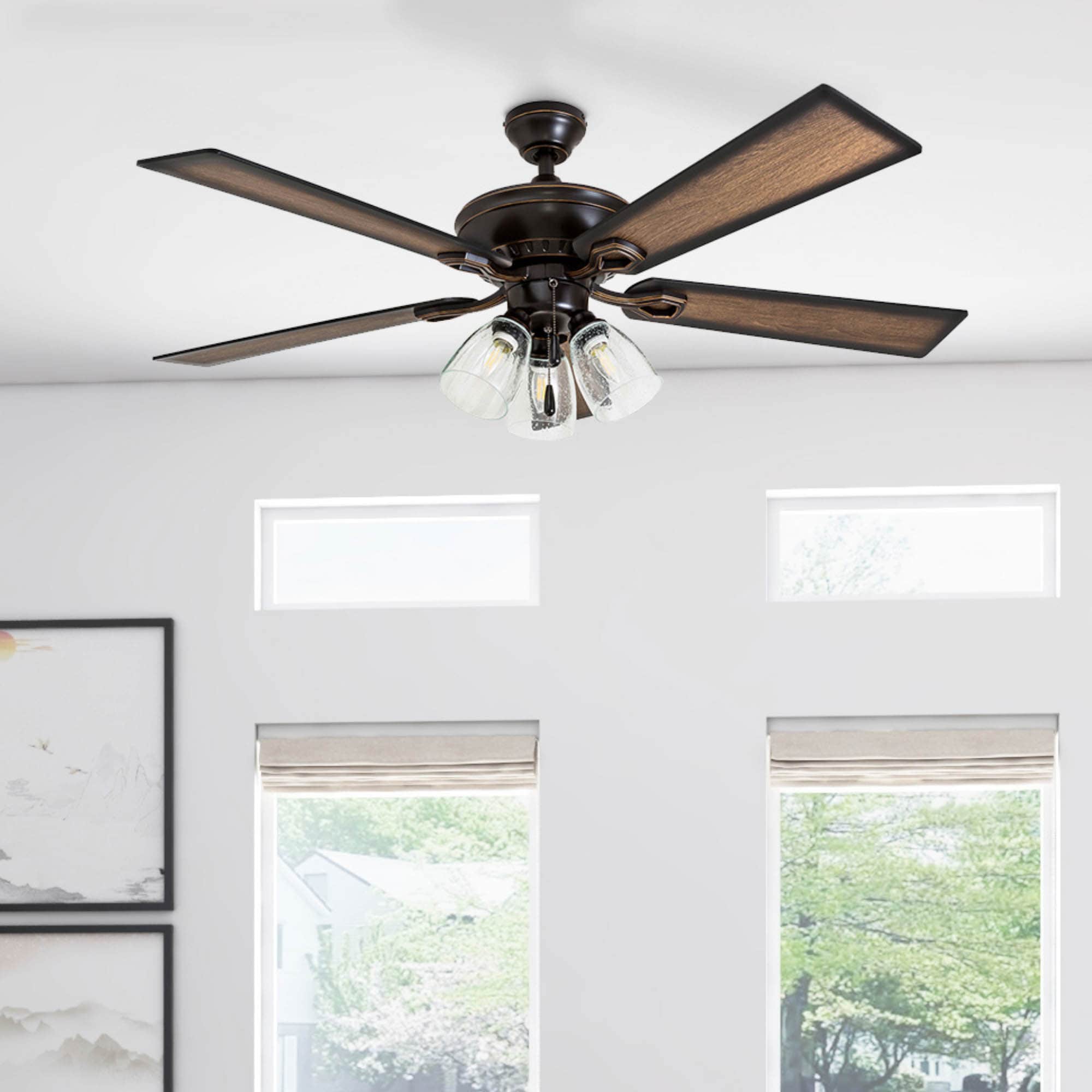 Whitaker Point 52-Inch Oil Rubbed Bronze Ceiling Fan with Driftwood Blades and LED Light