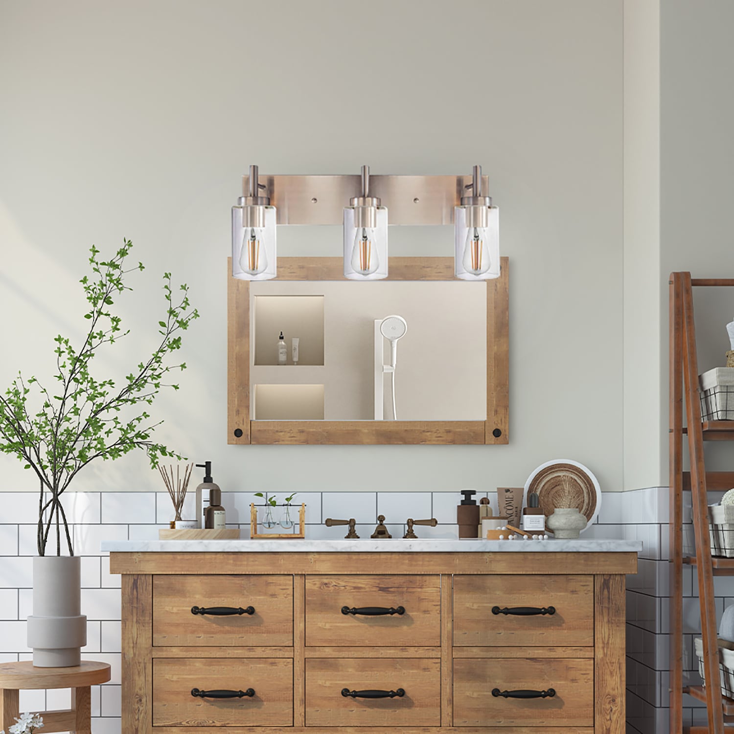 Fun Orange FUNQ1DJ15 Modern 23.6-in 3 -Light Brushed Nickel Modern/contemporary Vanity light