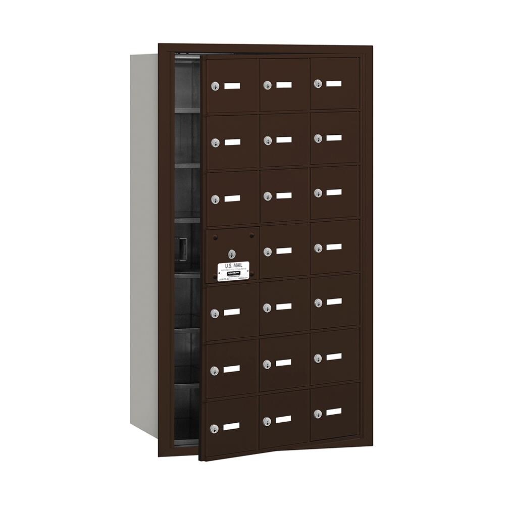SALSBURY INDUSTRIES 3621ZFU Recessed Mount Bronze Metal Extra Large Lockable Cluster Mailbox