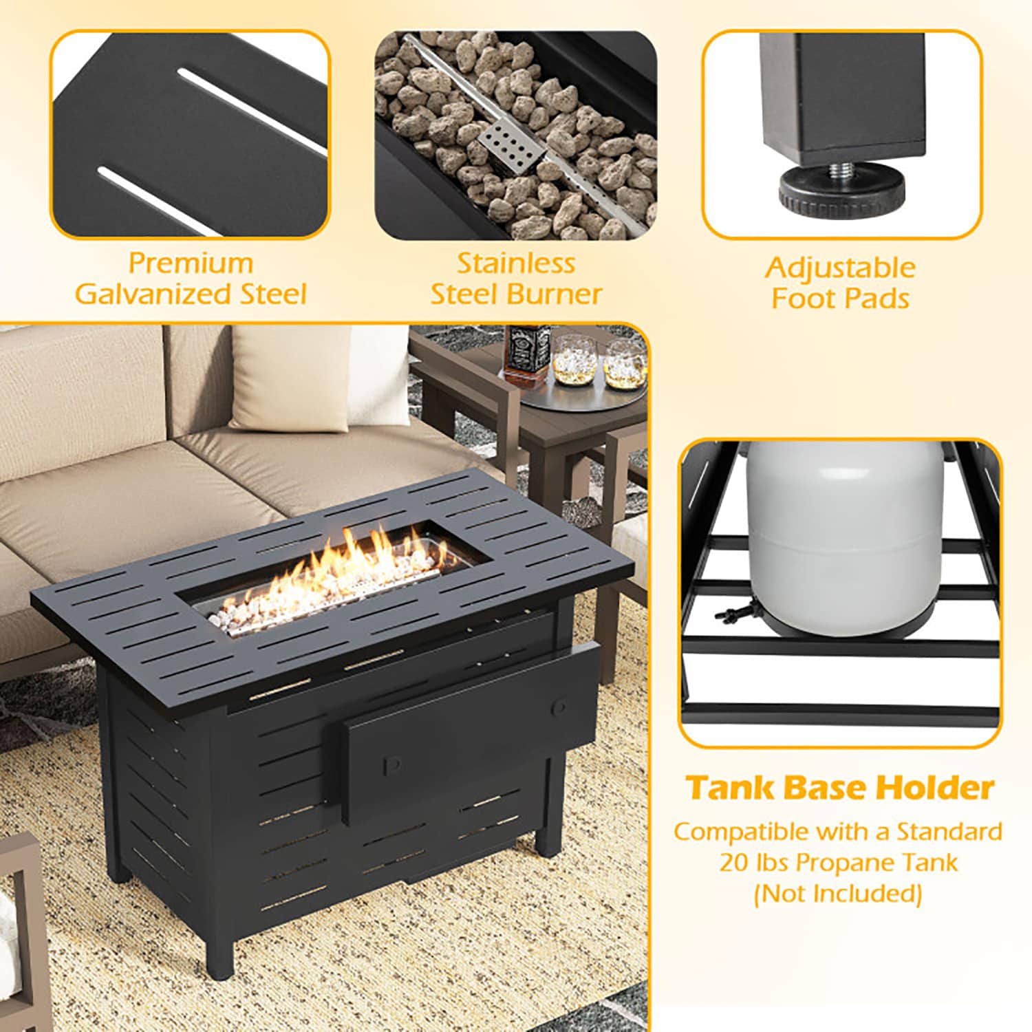 GZMR GZ-A01HW8BK Outdoor-Gas-Firepits - View #6