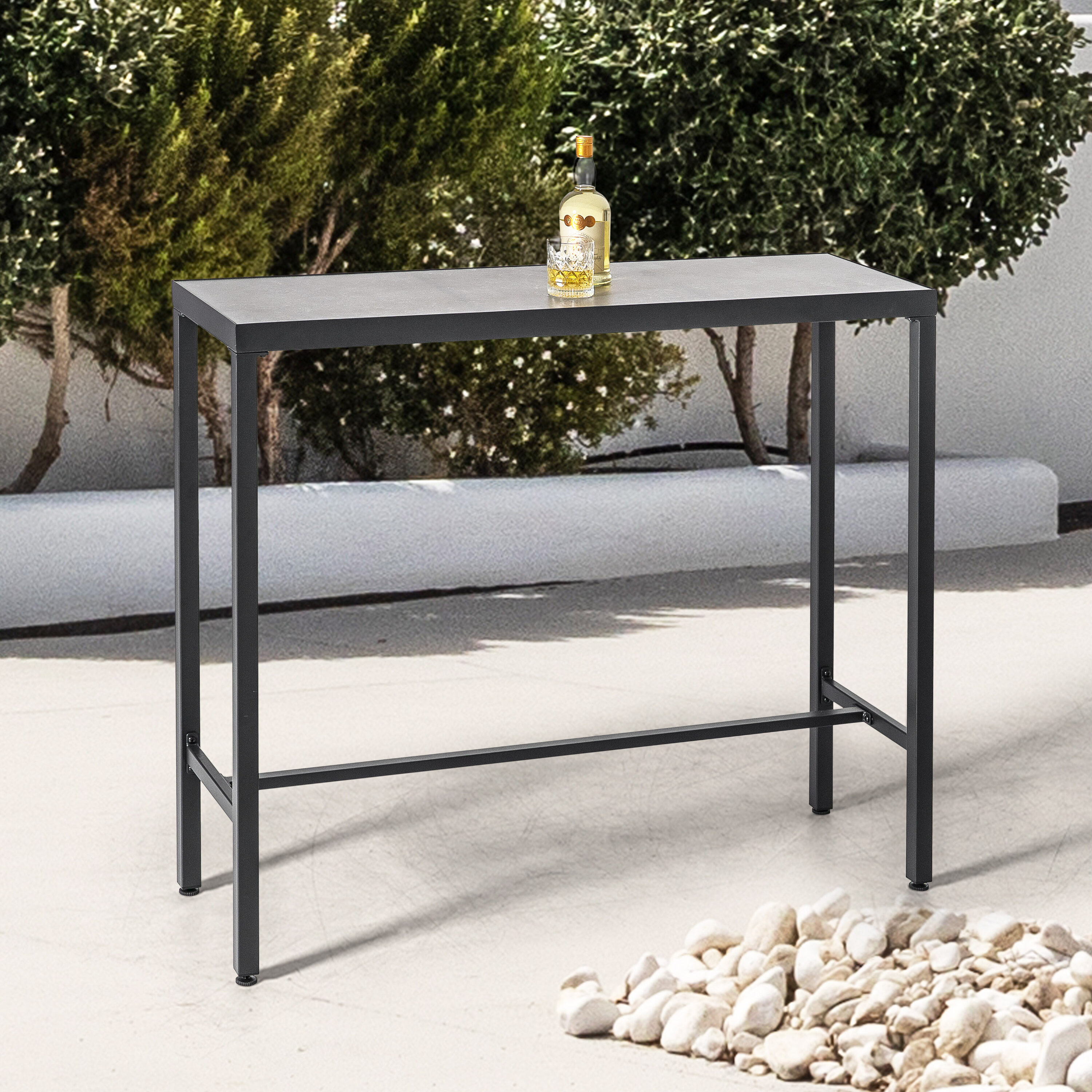 Nuu Garden HB103 Iron Rectangular Bar Table Rectangle Outdoor Bar height Table 15.75-in W x 49.21-in L