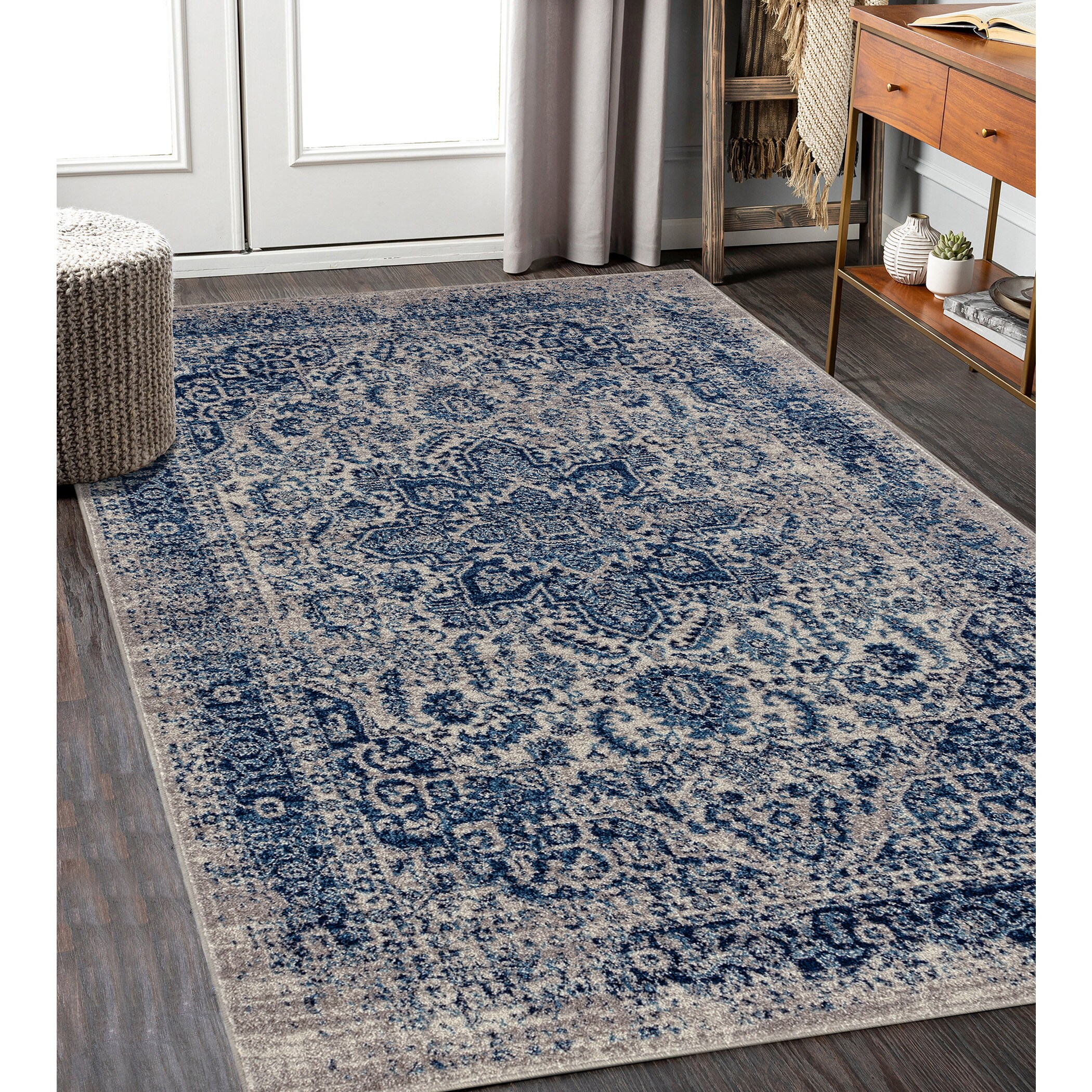 Amer Rugs MAN392676 3 x 8 (ft) Polypropylene Beige/Teal Rectangular Indoor Border Oriental Runner rug