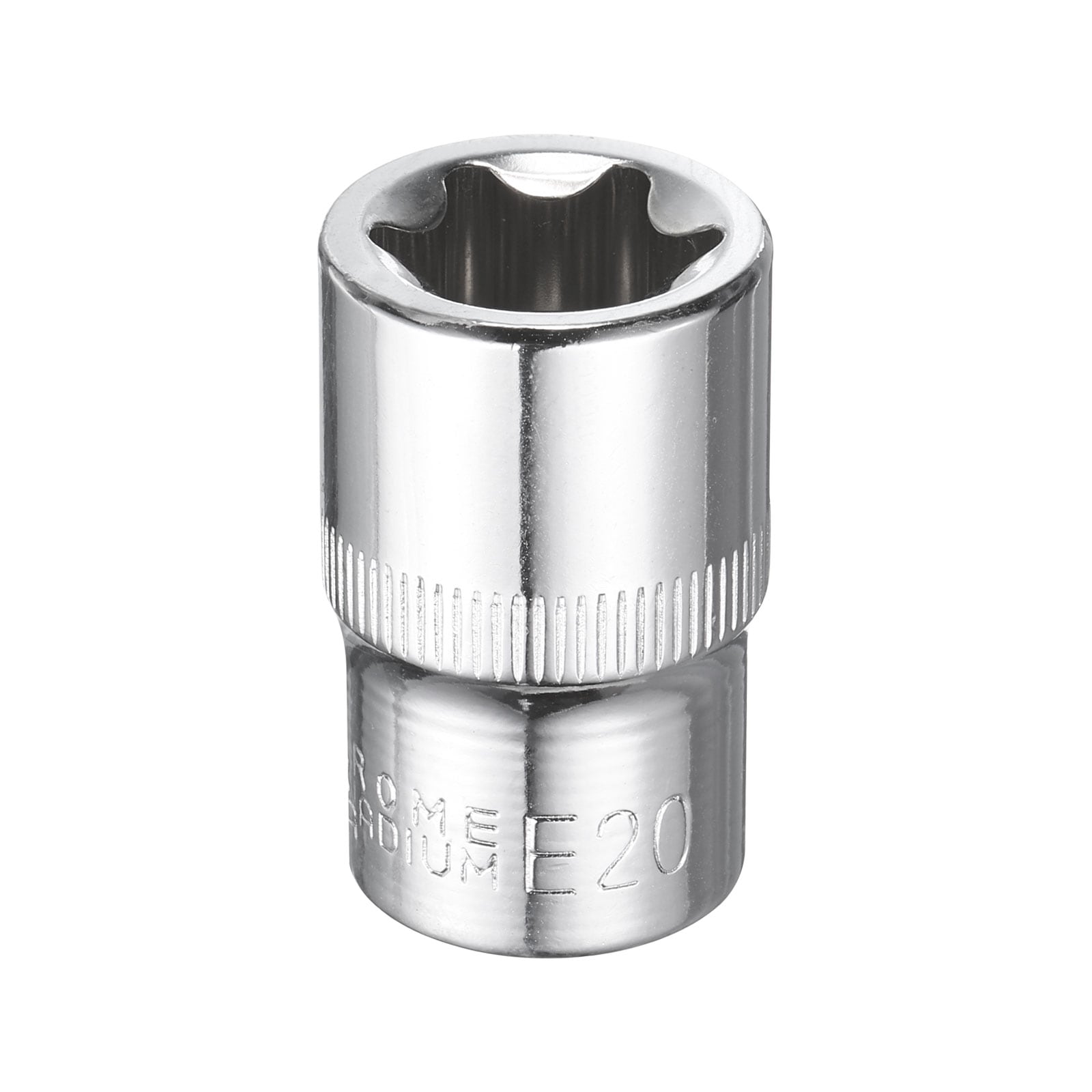 Harfington E-Torx Socket 1/2Inch Drive E20 Star Female Socket 1.5Inch Length External Torx Deep Sleeve CR-V Chrome Plating 6 Point Spline Sleeve for Auto Repairs Home Maintenance #S26031801UX5573