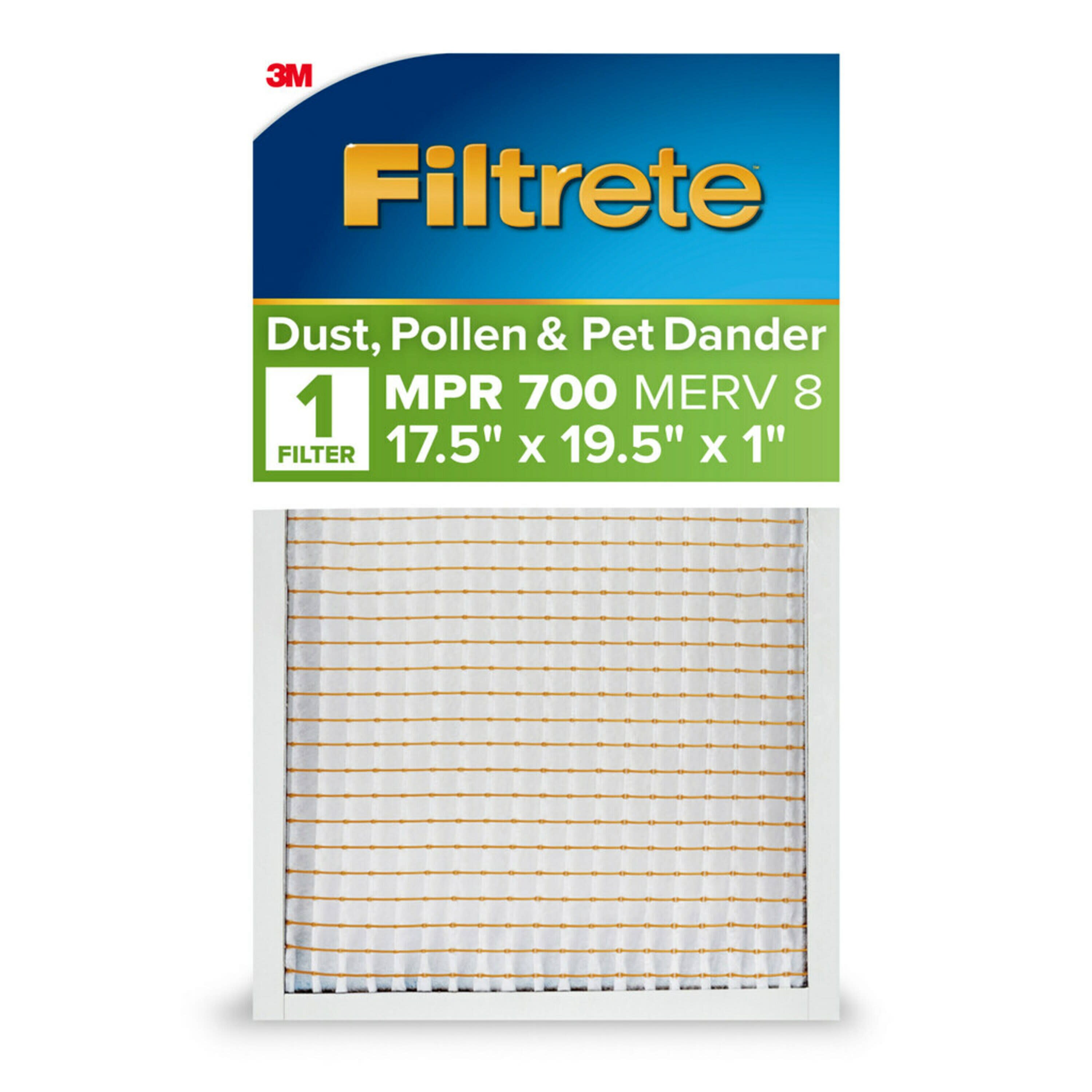 Filtrete 7104-4 17.5-in W x 19.5-in L x 1-in MERV 8 700 MPR Dust, Pollen, and Pet Dander Reduction Electrostatic Air Filter