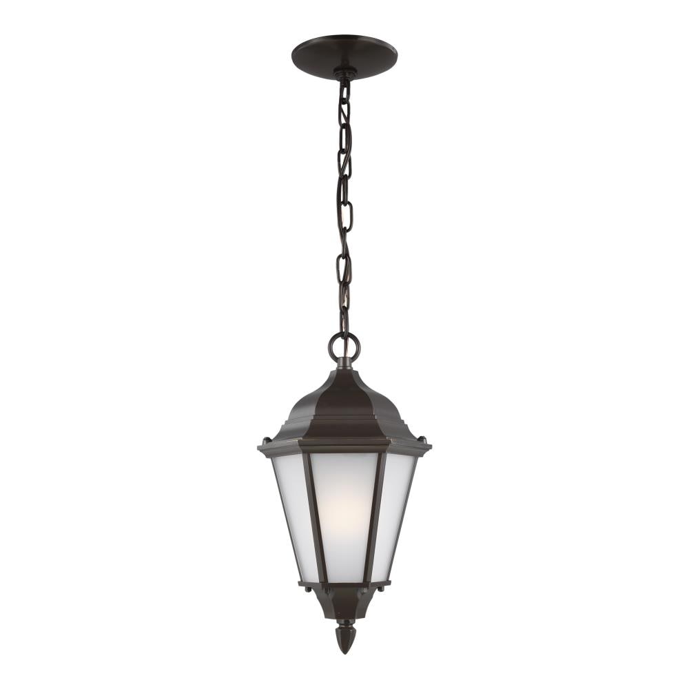 Generation Lighting 60941-71 Bakersville 1 -Light Antique Bronze Traditional Etched glass Lantern Medium Outdoor Hanging Pendant light