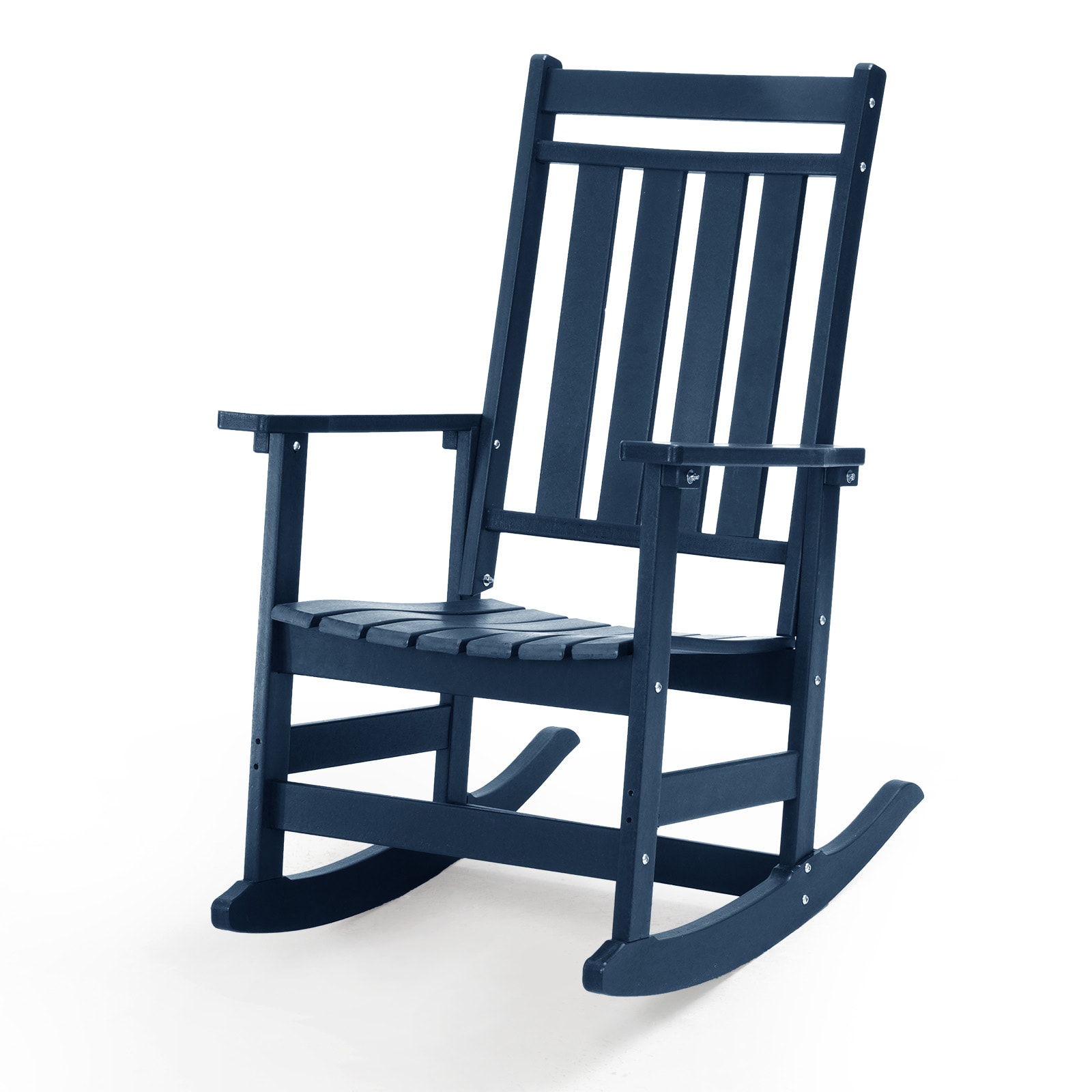 GARSING RC-NB Rocking Chair Navy HDPE Frame Stationary Rocking Chair with Slat Seat