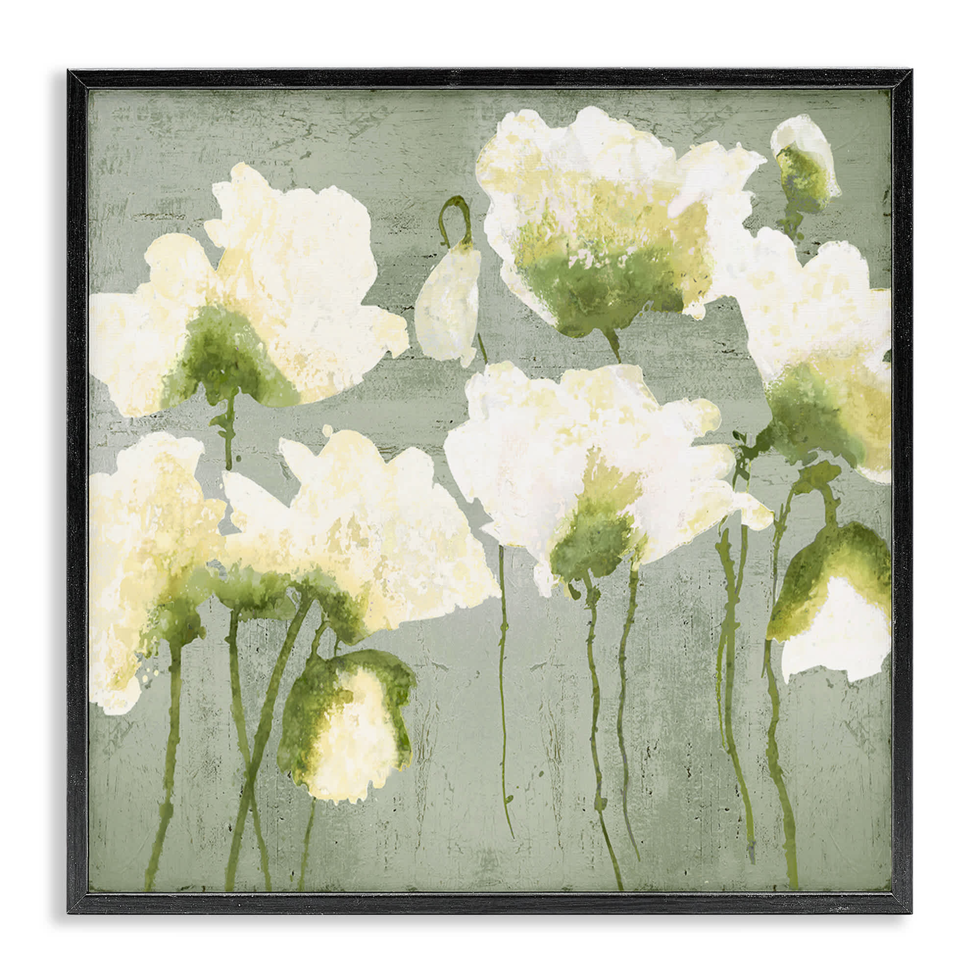 Stupell Industries BS-553-FR-17X17 Modern White Flower Blooms Black Framed Giclee Art By Vanessa Austin 17 x 17