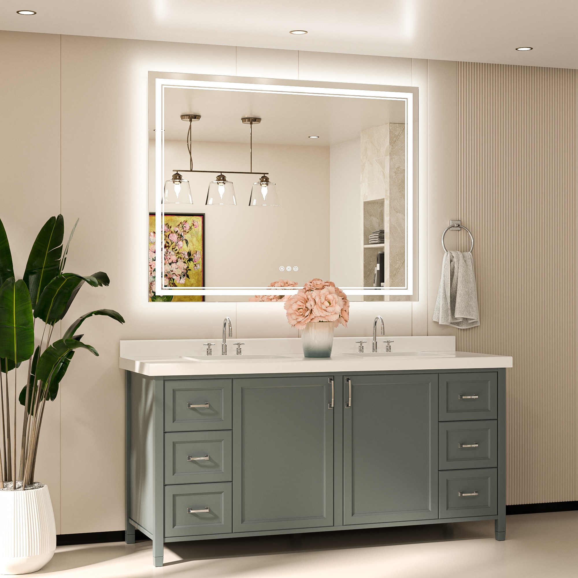 Keonjinn LW-JZ-ZBGSSW-121101 Framed-Bath-Mirrors - View #2