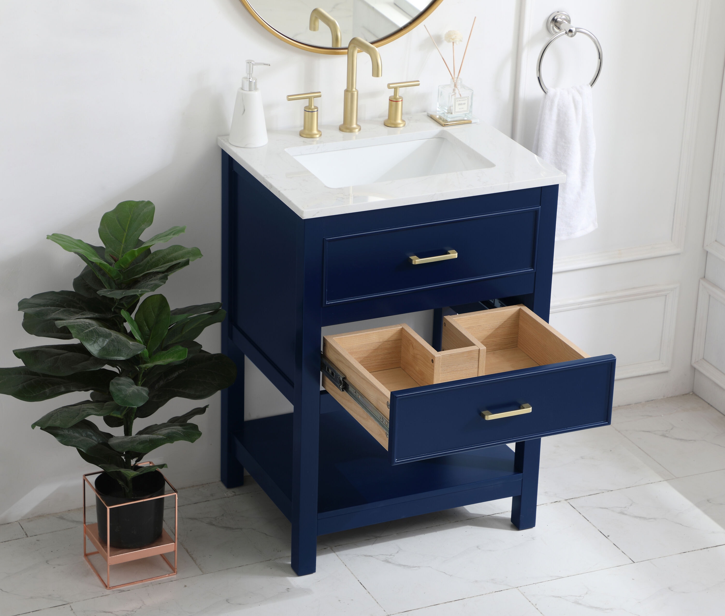Elegant Decor Home Furnishing 24-in Blue Undermount Single Sink ...