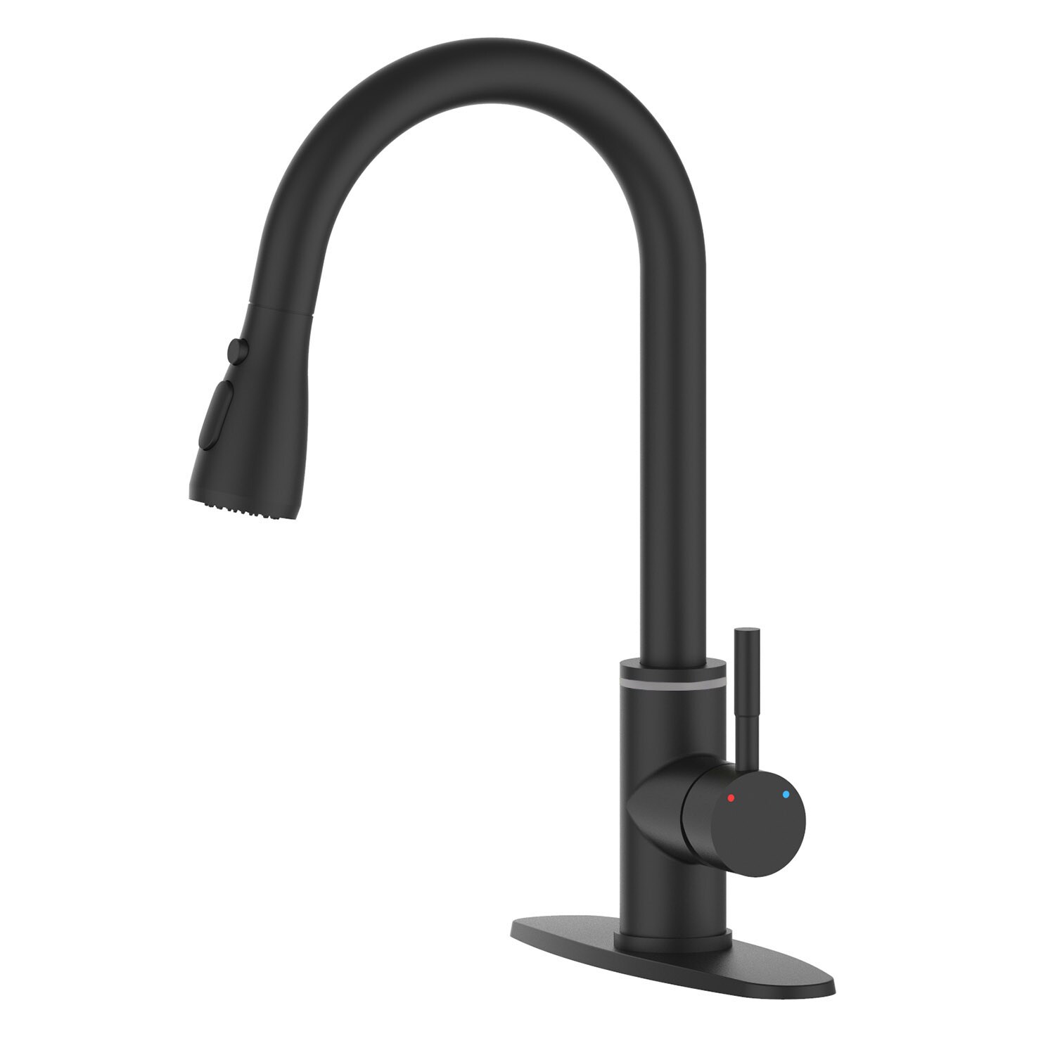 Pull Down Sprayer Kitchen Faucet with LED Light Sprayer Mixer Tap Matte Black 