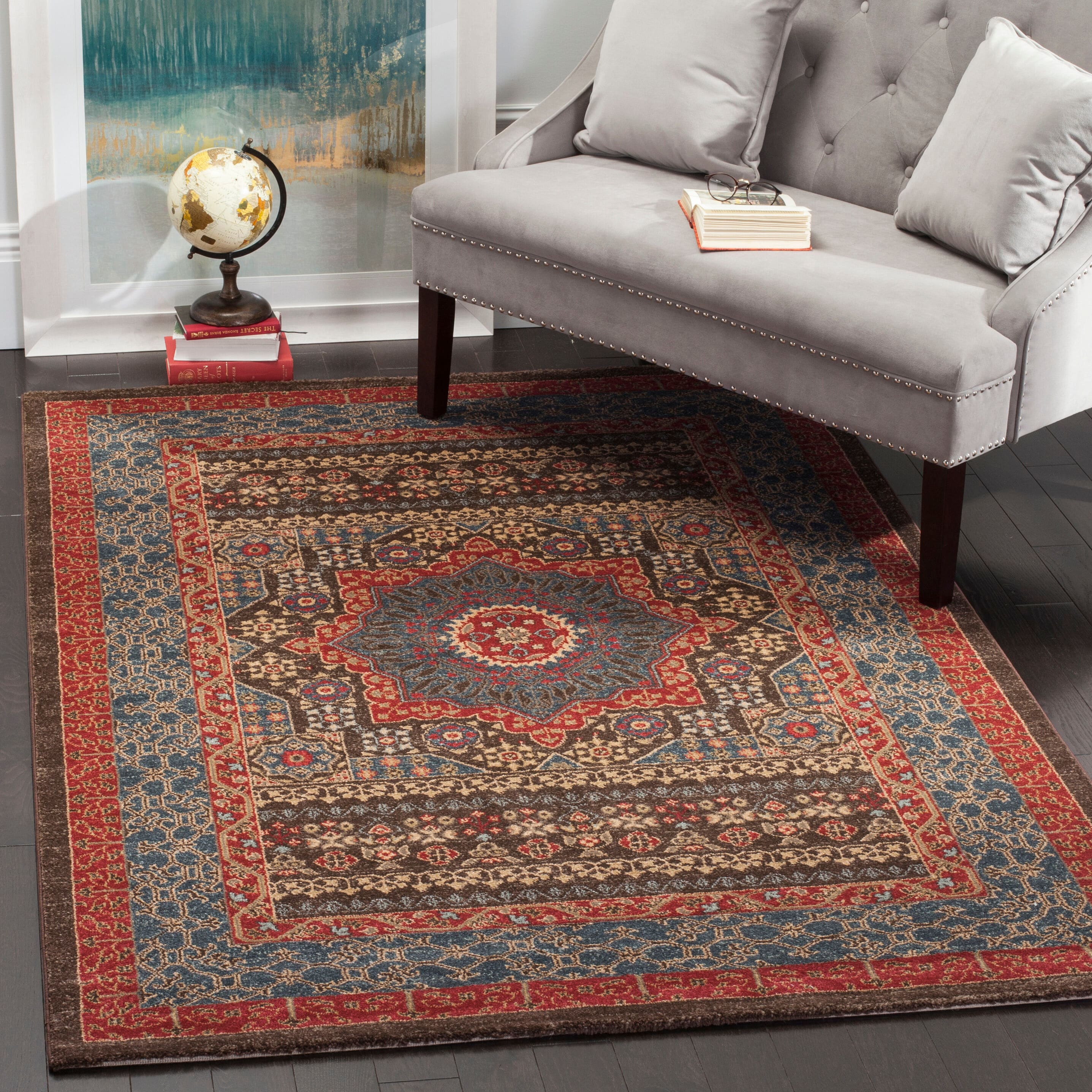 Regal Elegance 59'' Red Square Easy-Care Synthetic Area Rug
