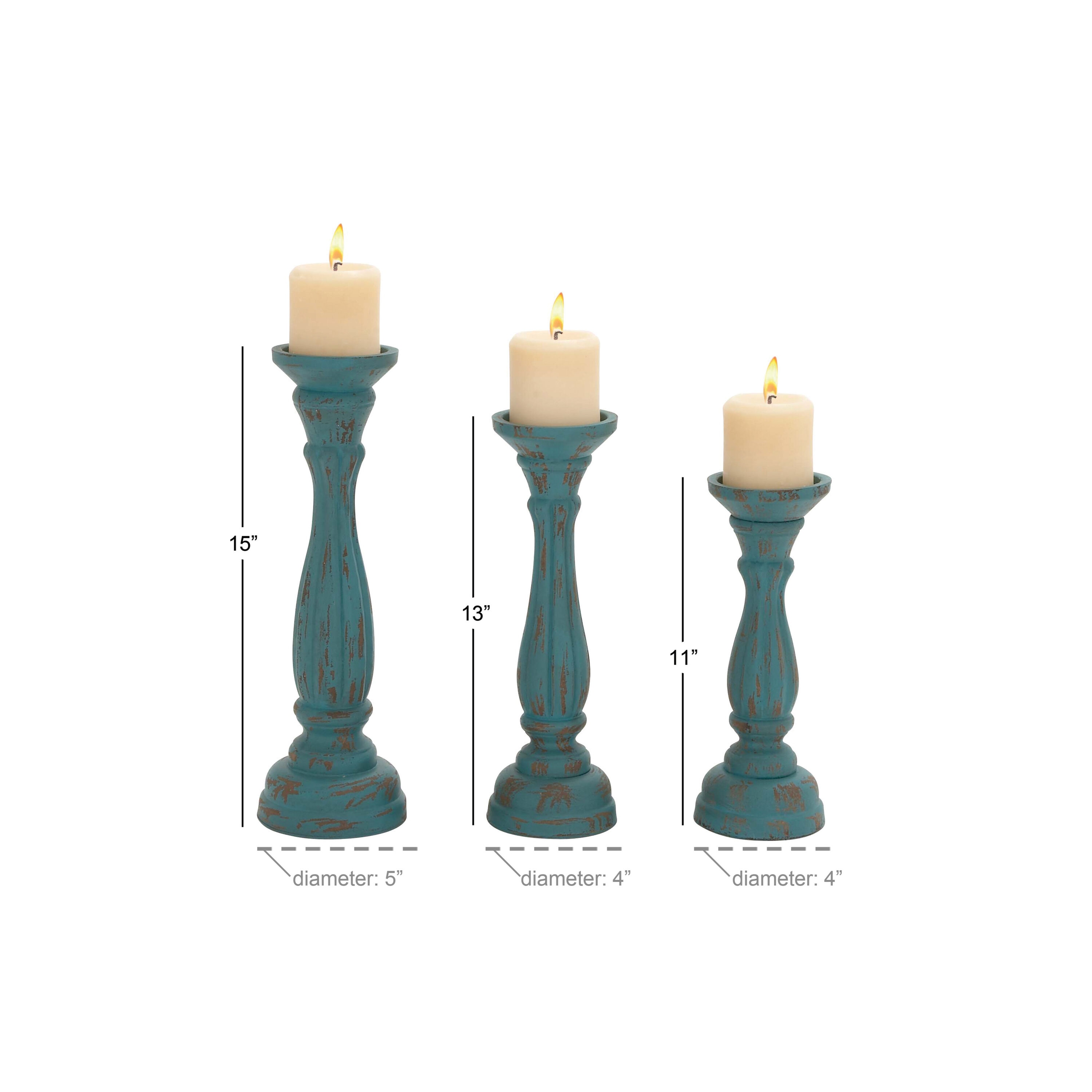 Grayson Lane 3 Candle Wood Pillar Candle Holder in the Candle Holders  department at