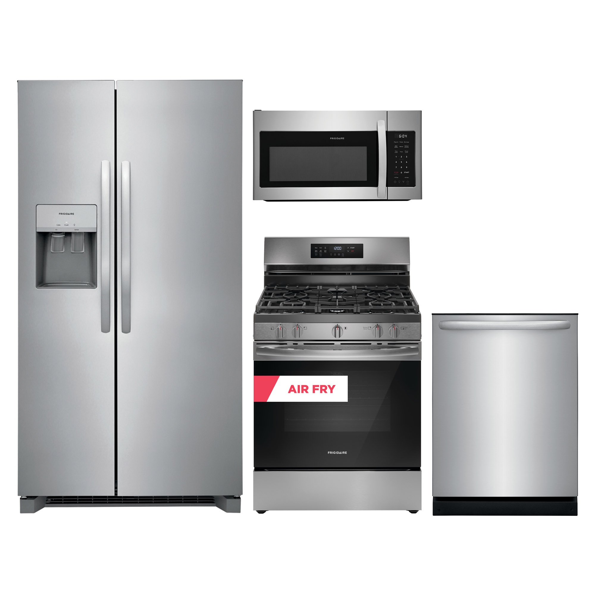 Frigidaire Side-by-Side Refrigerator & Gas Range Suite in Fingerprint Resistant Stainless Steel