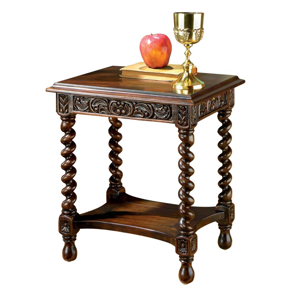 Design Toscano 16-in W x 18-in H Walnut Wood Craftsman End Table