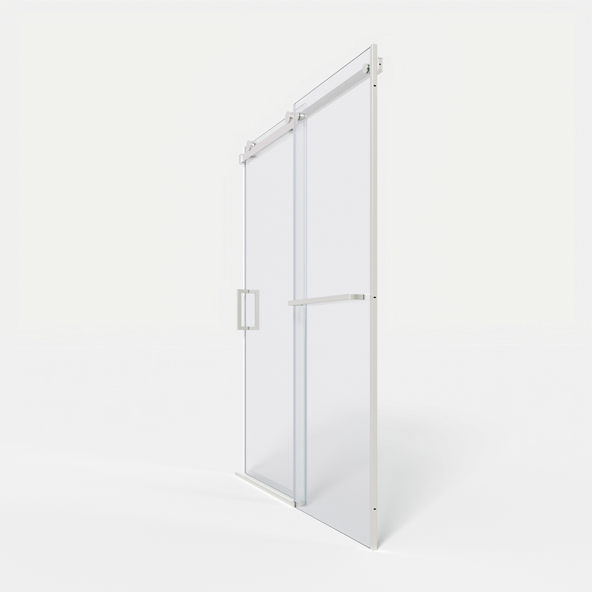 Brushed Nickel Frameless Sliding Shower Door with Clear Tempered Glass