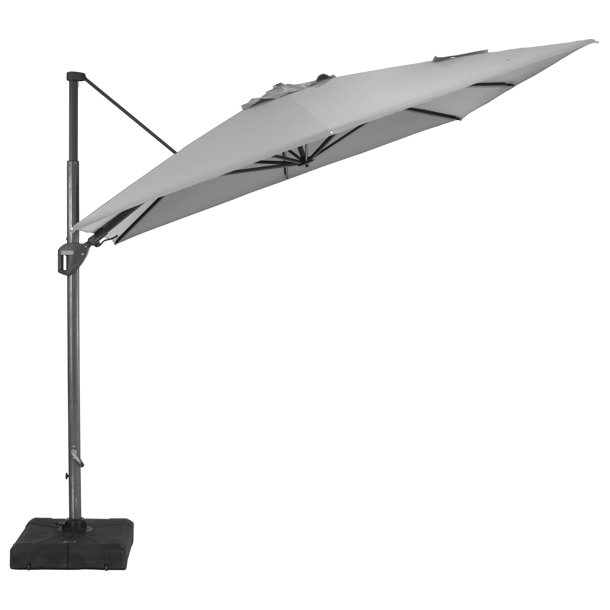 Clihome CWCH-OP70233TN 11-ft Aluminum Gray Crank Cantilever Patio Umbrella with Base