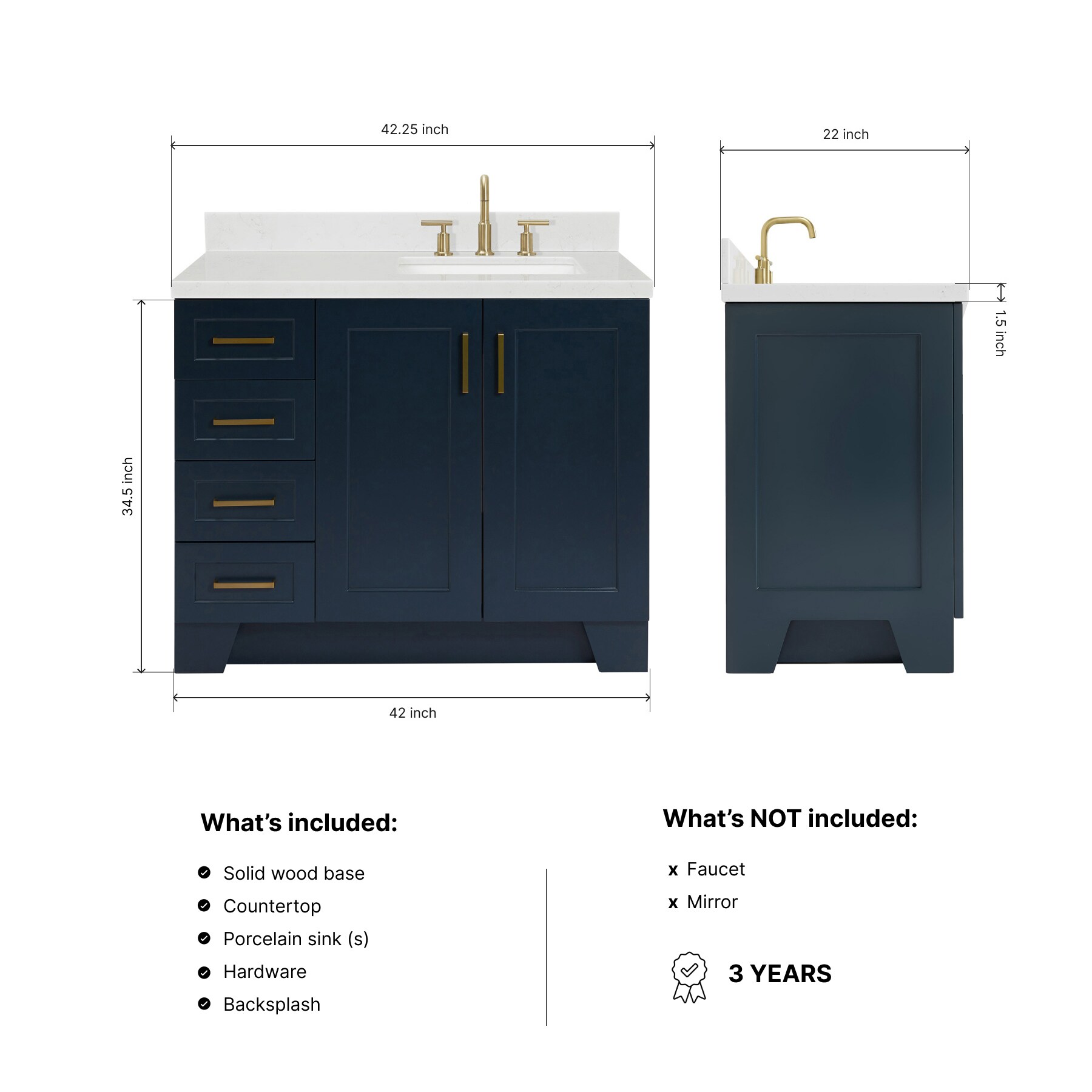 ARIEL Q042SRCQRVOMNB Bath-Vanity-Combo - View #3