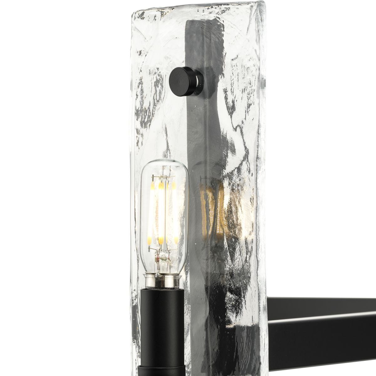 Matte Black 5-Light Chandelier with Clear Textured Glass