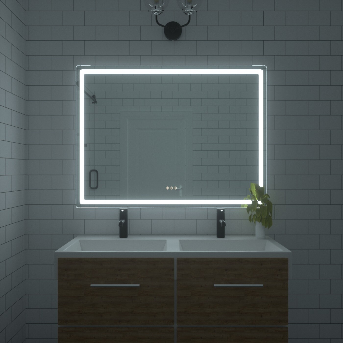 AAZJ KA LED Bathroom Mirror 48-in x 36-in Frameless Dimmable Lighted ...